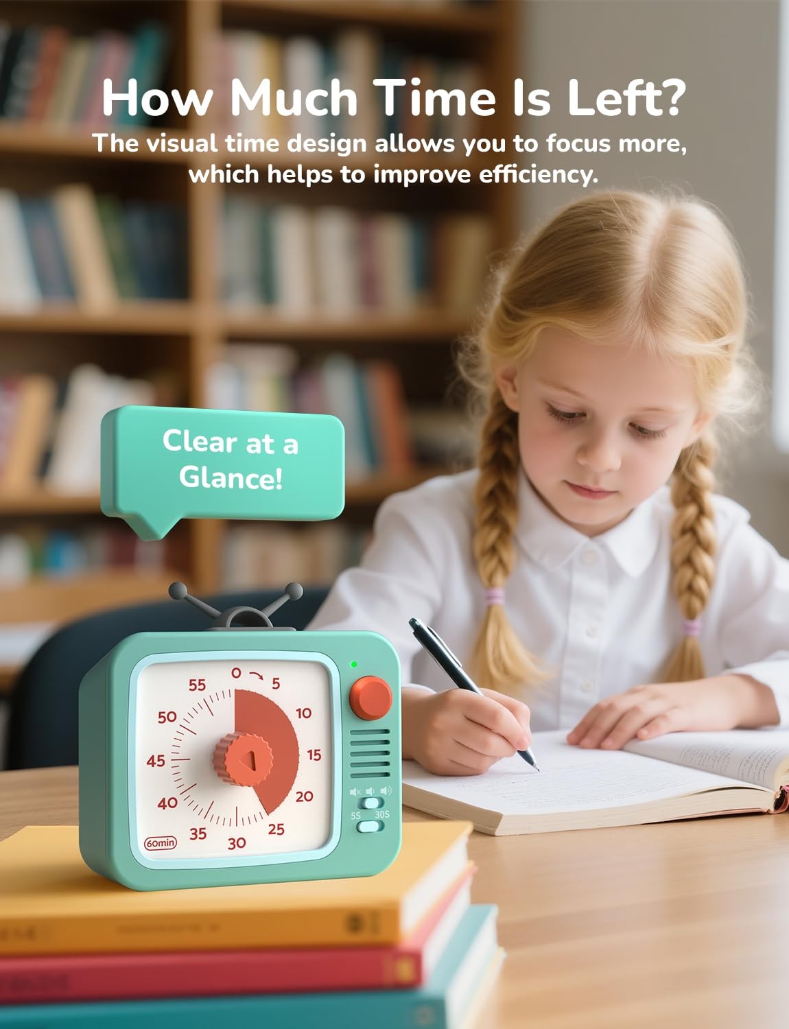 Visual Timer for with Pause, 60 Minute Countdown Timer, Green
