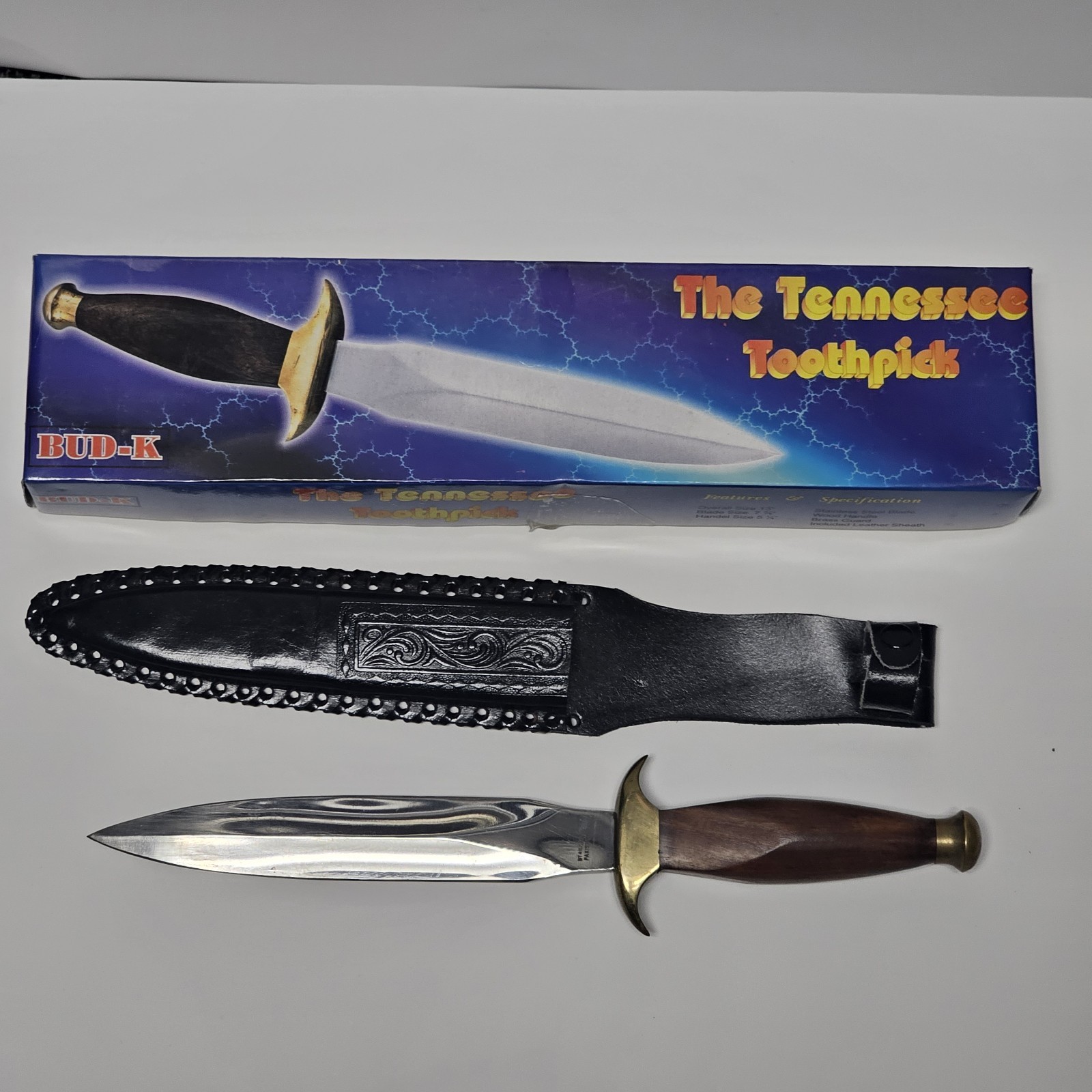 The Tennessee Toothpick 13" Handmade Fixed Blade Knife & Leather Sheath.