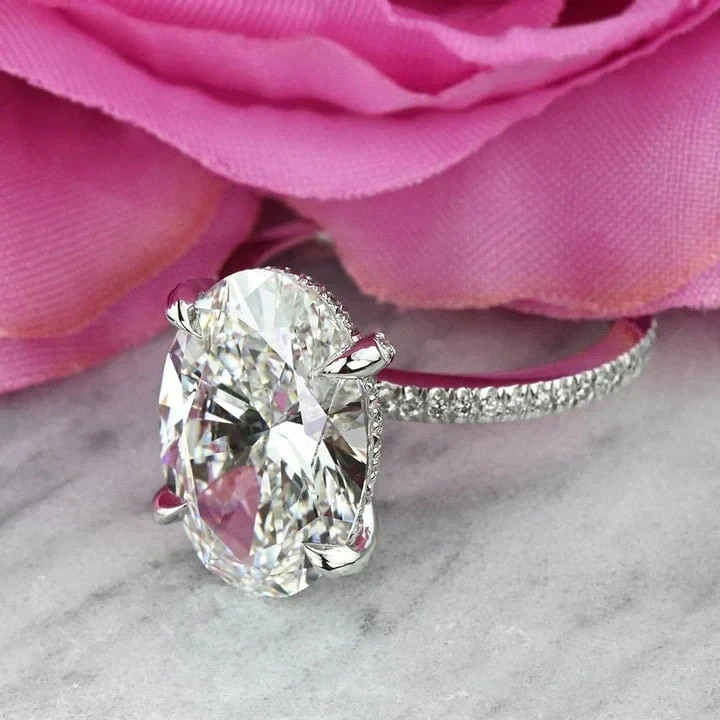Prong Setting 3.60 Ct Moissanite Oval Cut Engagement Wedding Ring