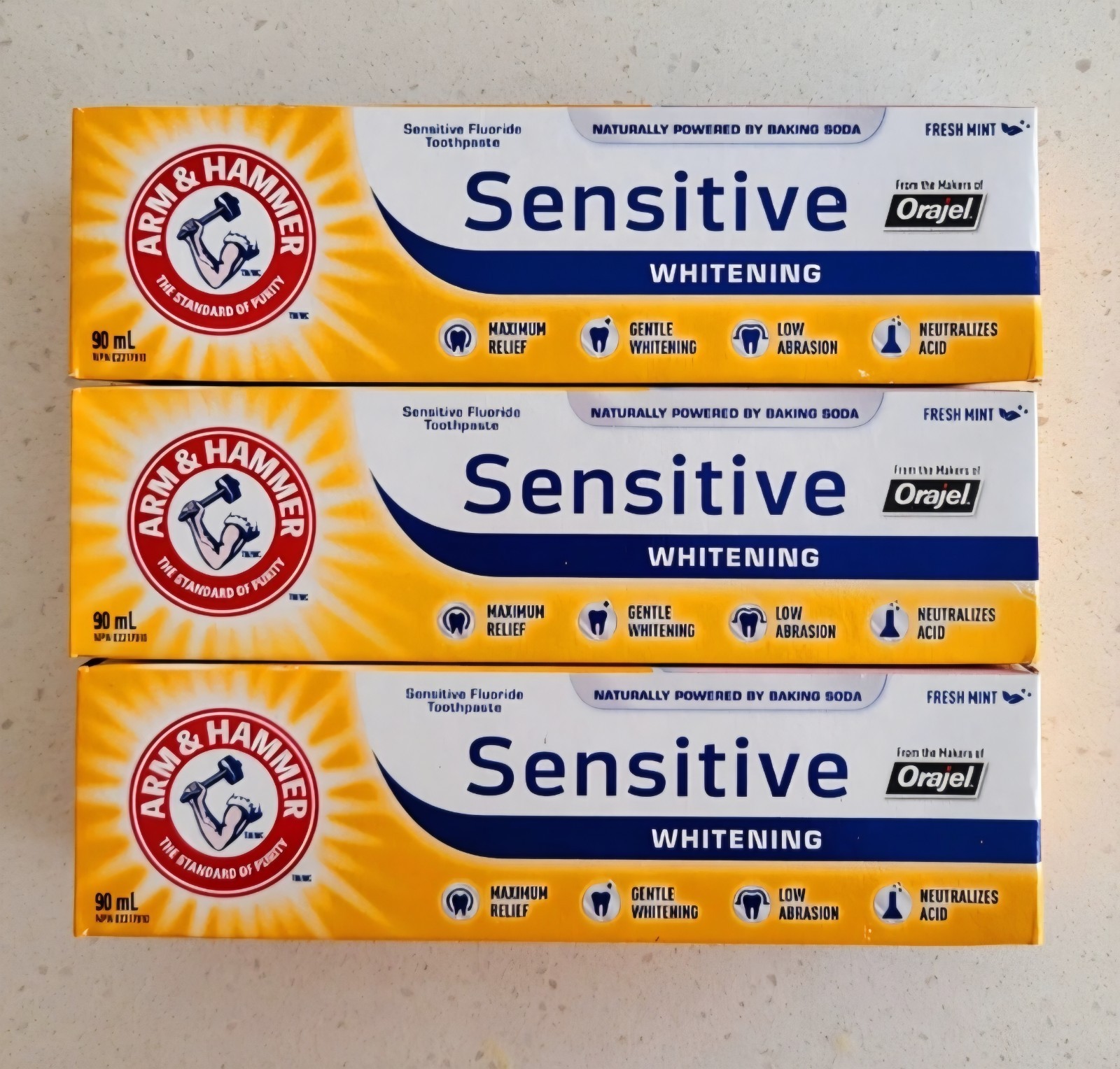 3 X Orajel Arm & Hammer Sensitive Whitening Toothpaste Mint Import Fees Included