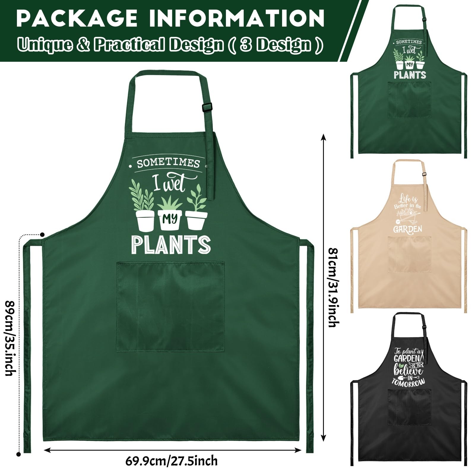 3 Pcs Funny Gardening Aprons for Waterproof Garden Apron with Pockets Floral ...