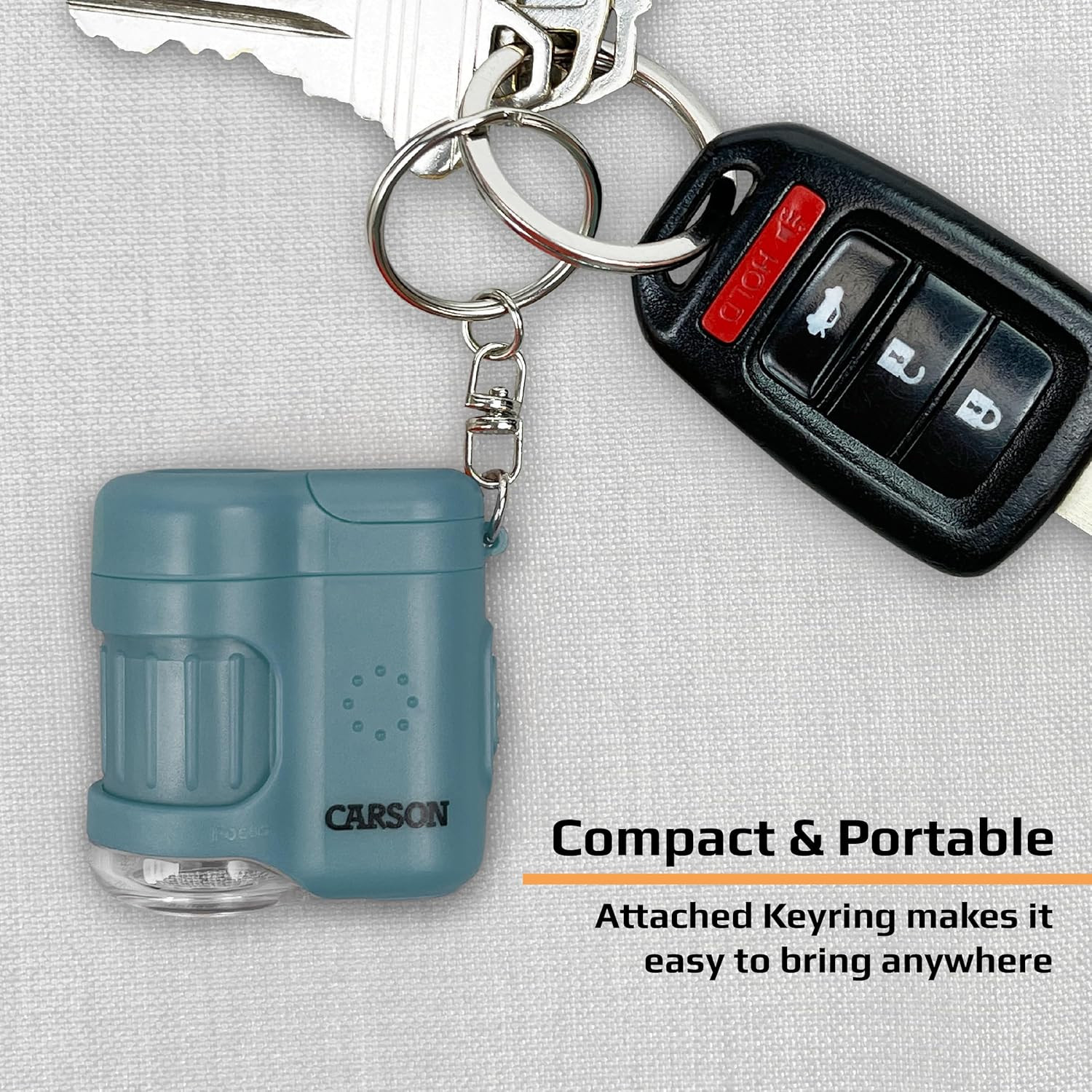Micromini Blue, Pocket Microscope Keychain | Built-In Flashlight with UV and LED