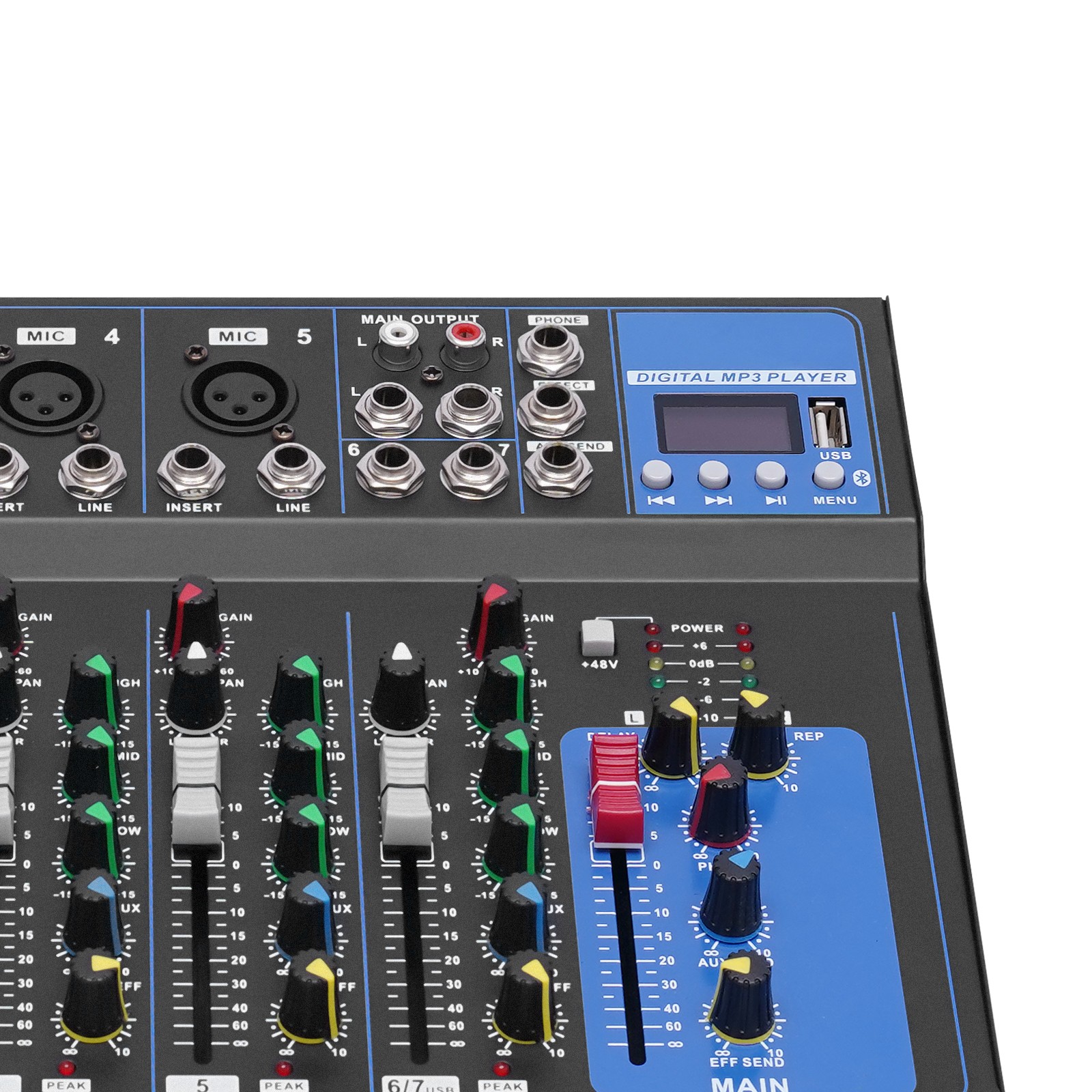 Bluetooth 7 Ch. Studio/DJ Controller Audio Mixer Console 7 Channel Mixer USB New