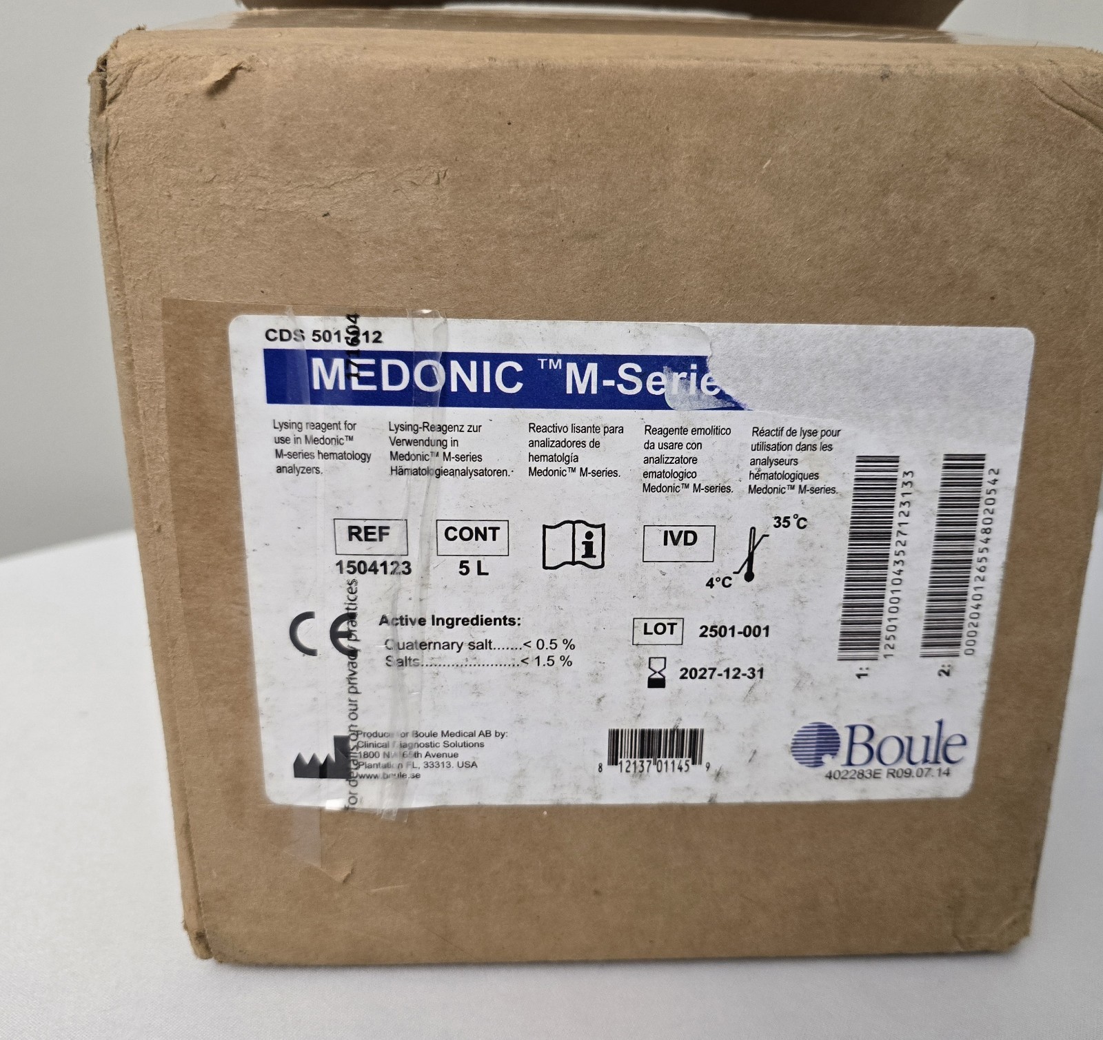 CDS Medonic M-Series Hematology Reagent 5 Liter 501-212 EXP 12-31-27