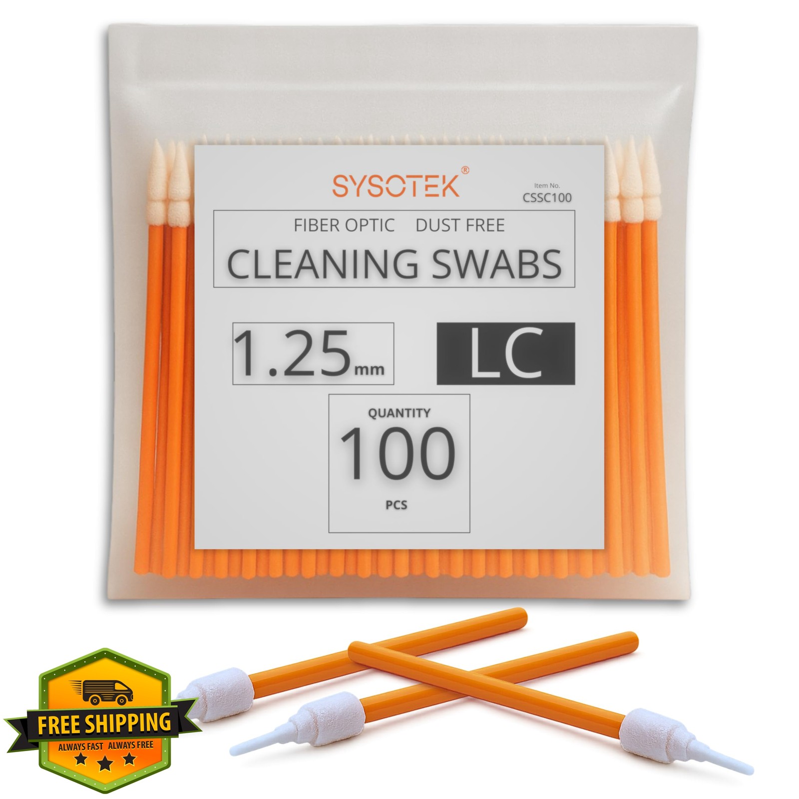 Sysotek Fiber Optic Cleaning Swabs, 100 Pack LC 1.25mm Lint Free Anti-Static ...