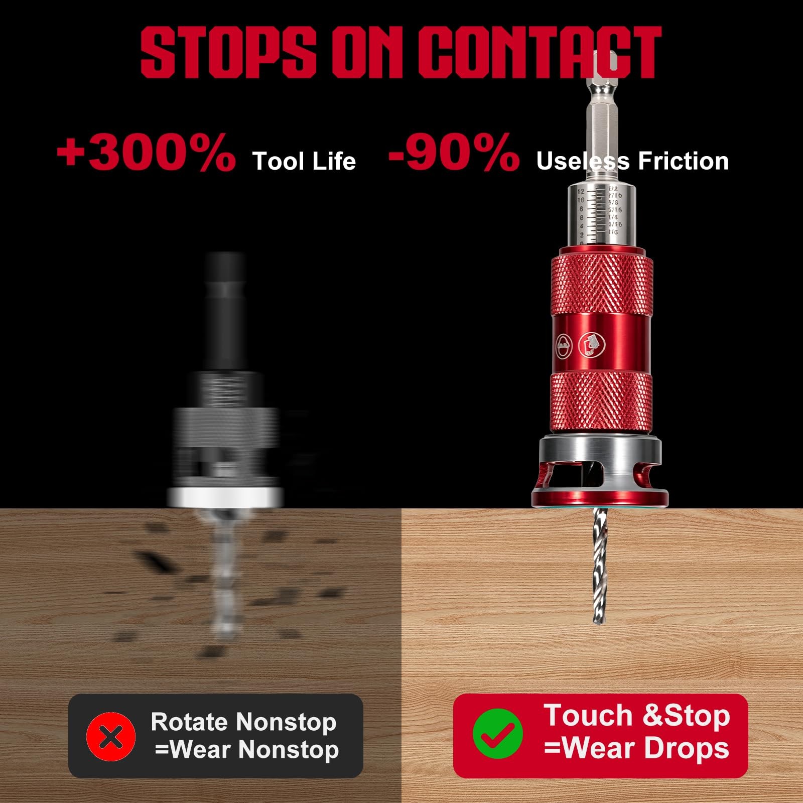 5 Pcs Countersink Drill Bit Set with Aluminum Alloy Depth Stop,Semi-Automatic...