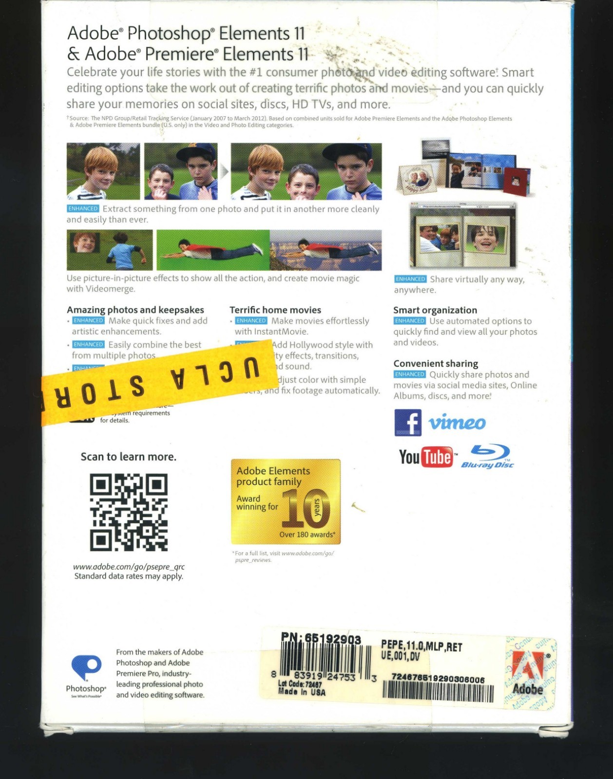 New & Sealed Unopened Adobe Photoshop Elements 11 & Adobe Premiere Elements 11