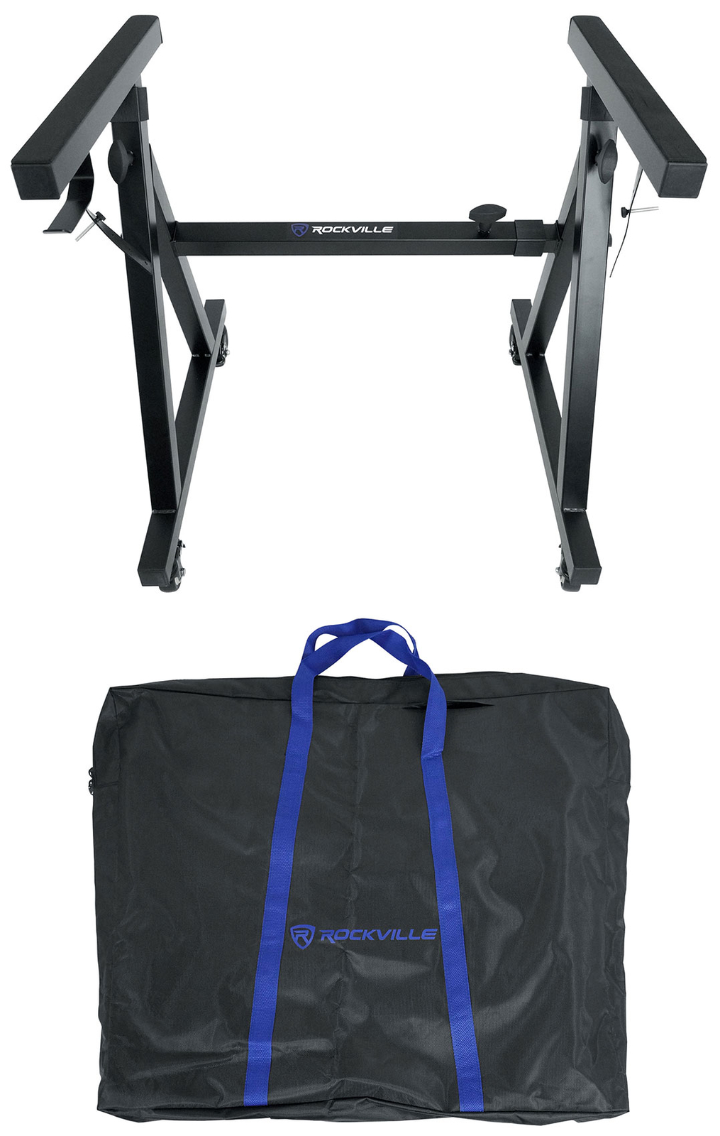 Rockville Z40W Z-Style Keyboard Stand+Wheels+Bag Fits Yamaha MODX8