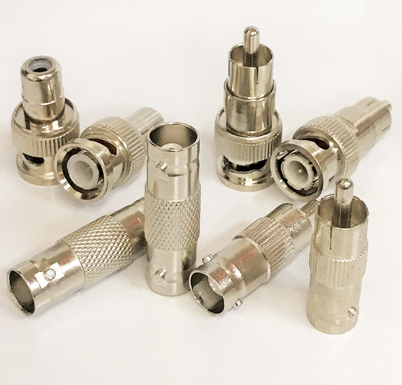 8pc BNC Male Female To BNC Rca Male Female Assortment - Silver