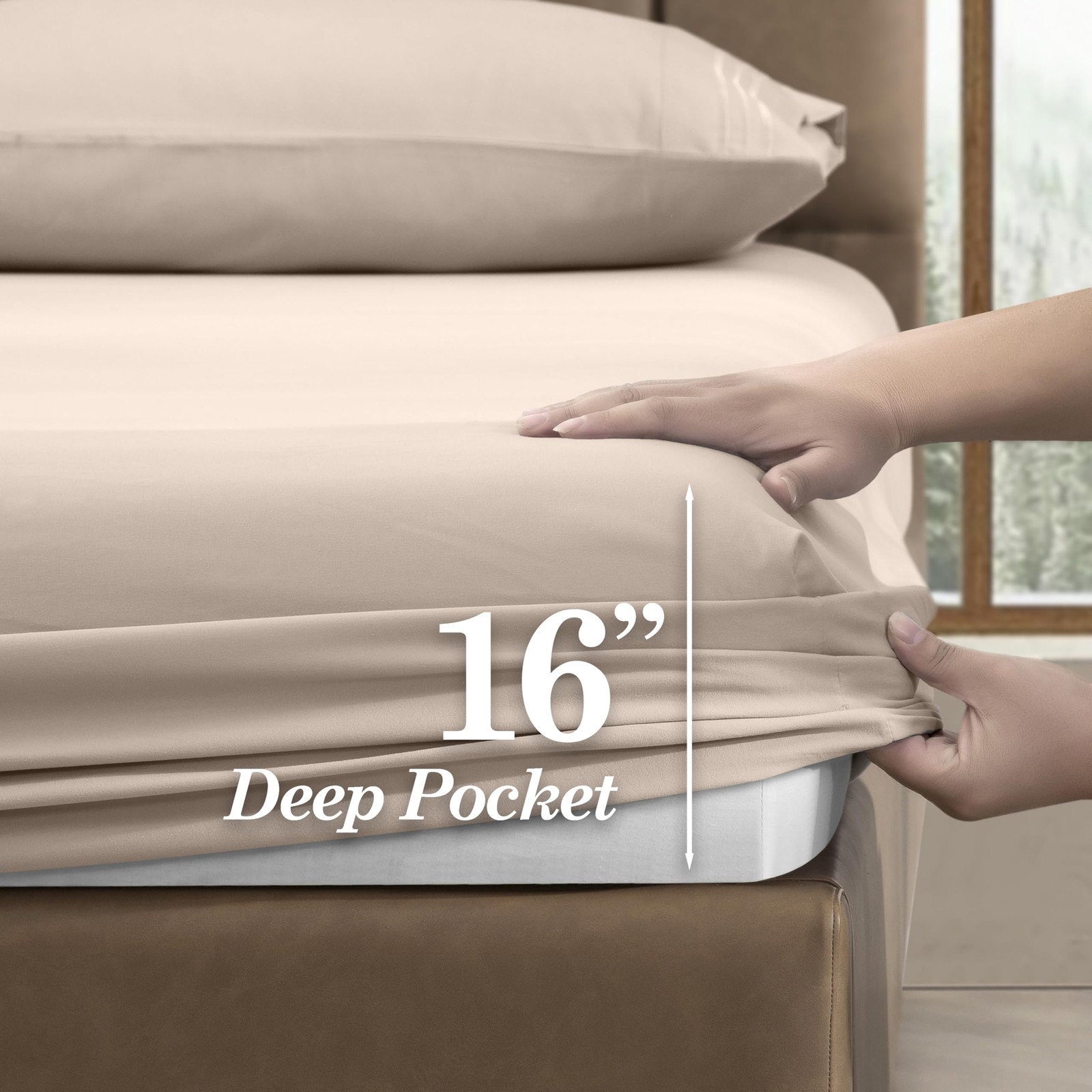 Premium 1800 Hotel Quality Wrinkle-Resistant 4-Piece Microfiber Sheet Set - L...