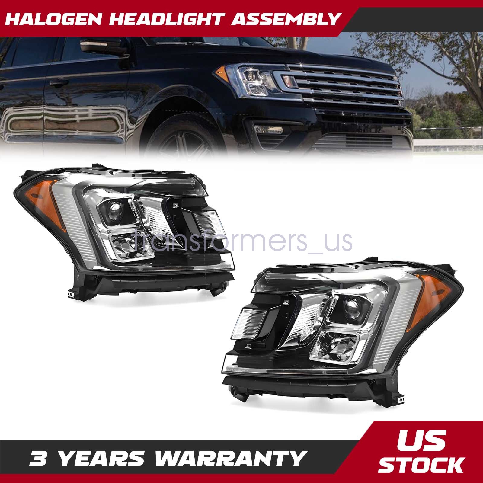 New Pair Headlights For Ford Expedition 2018-2021 Halogen w/ Bulbs Left or Right