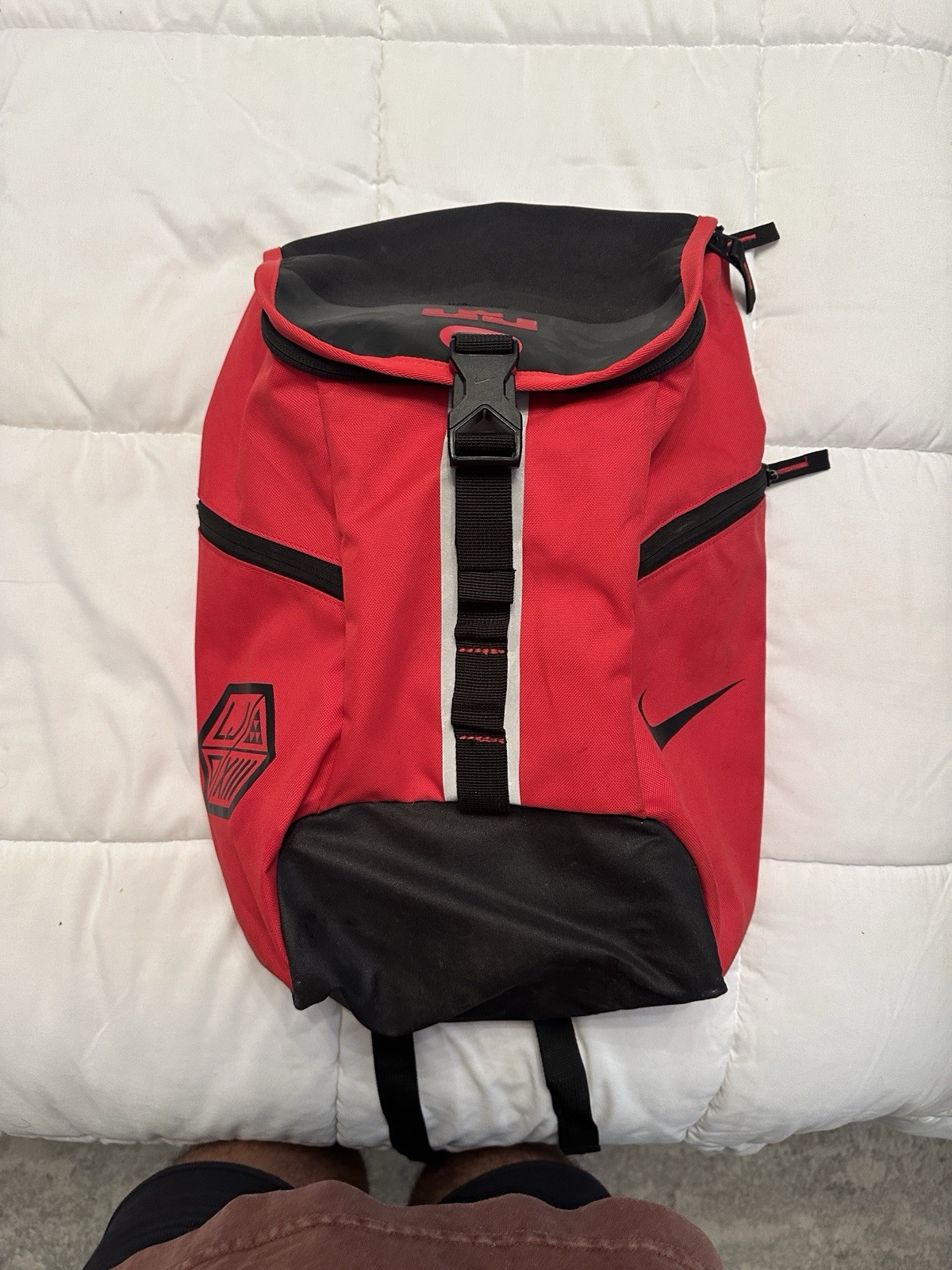 Nike LeBron James Red/Black Backpack Buckle Closure Adjustable Straps BA4855-553