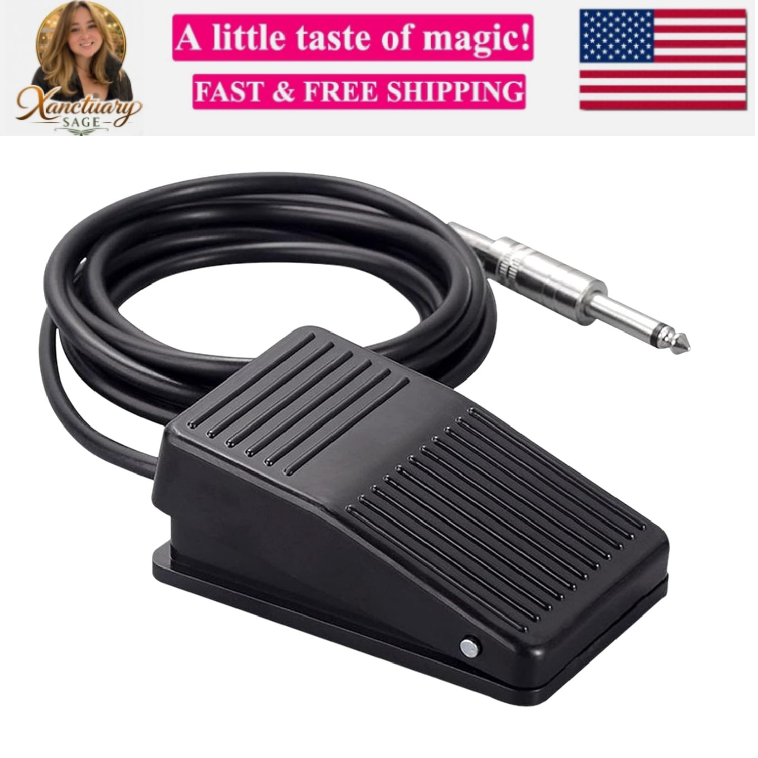 Foot Pedal Switch - Foot Pedal Control with 5'ft Clip Cord and Standard 1/4 P...