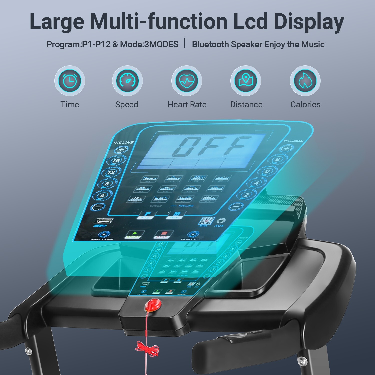 3.25HP Folding Treadmill Electric Treadmill Running Motorized Exercise Machine