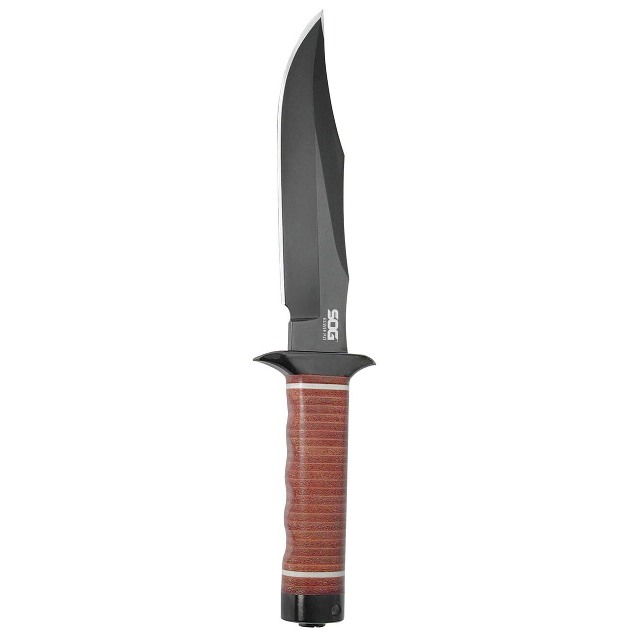 SOG S1T-L Bowie 2.0 Knife 6.4" Black TiNi Blade Leather Handles Leather Sheath