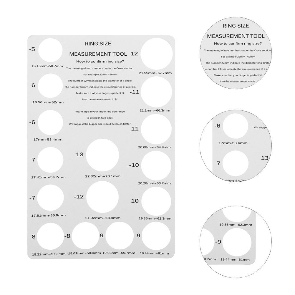 2 Pcs Ring Size Chart Finger Sizer Cardboard Measurement Manual Measuring Tool