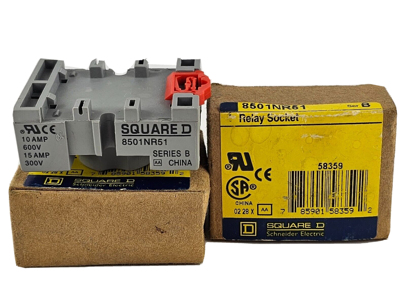 Square D 8501NR51 8-Pin Single Tier Relay Socket Series B, 10A 300V Lot of 2 NEW