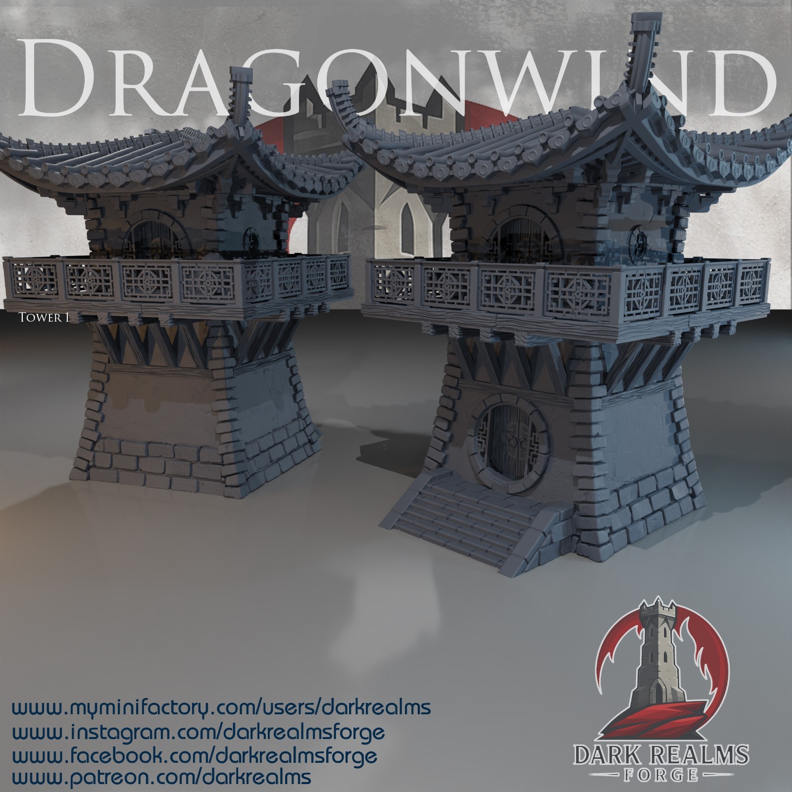 Dragonwind Tower 28mm Asian Terrain D&D Warhammer WHFB Cathay MESBG Easterling