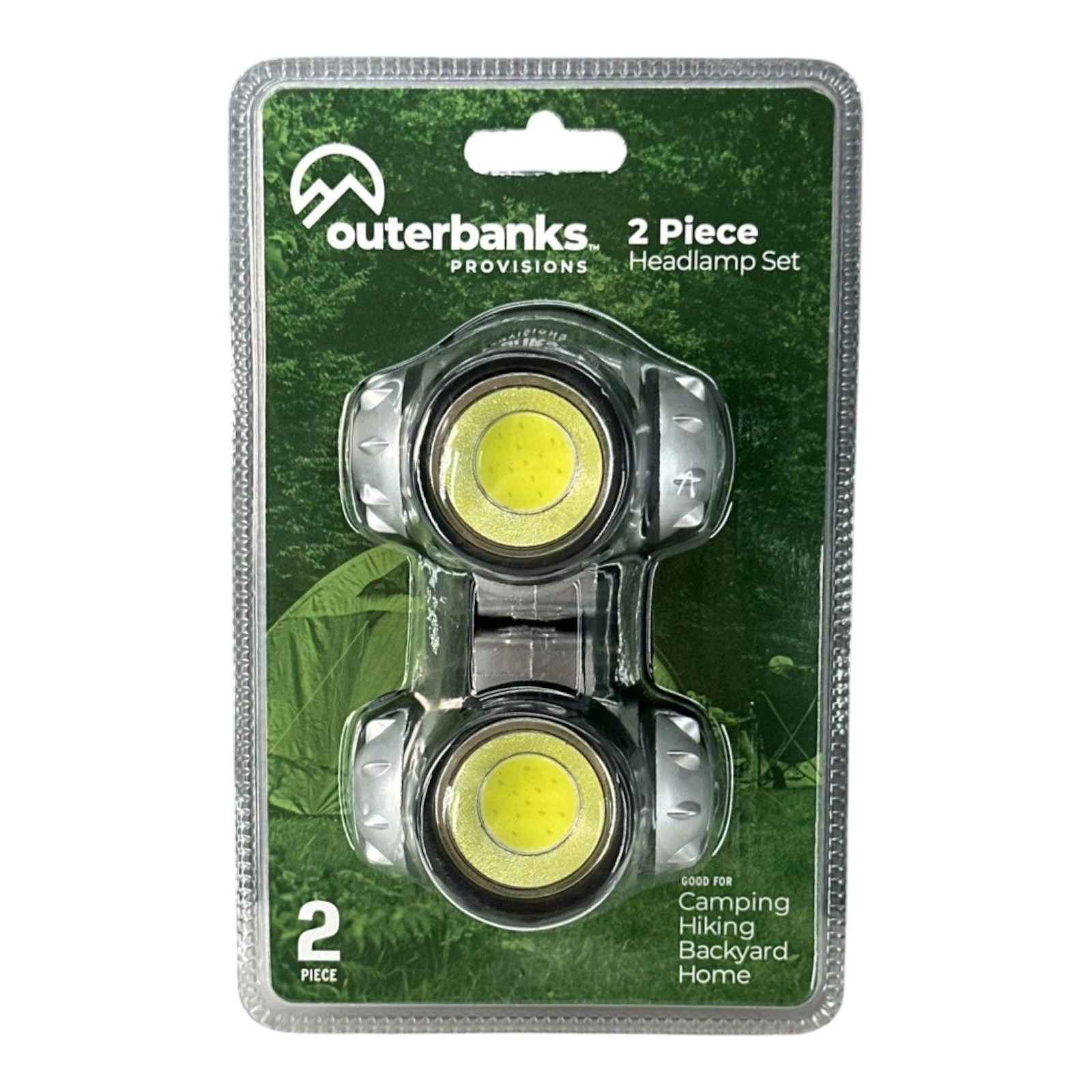 Outerbanks Provisions 2 Piece Headlamp Set - Camping Hiking 250 Lumens Dual Mode