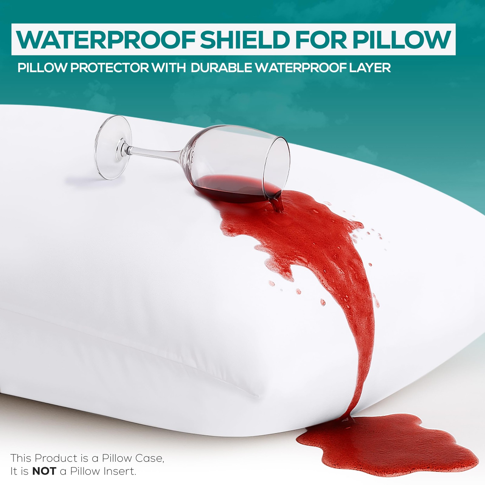 Pillow Protectors Waterproof Zipper Dust Proof Standard White