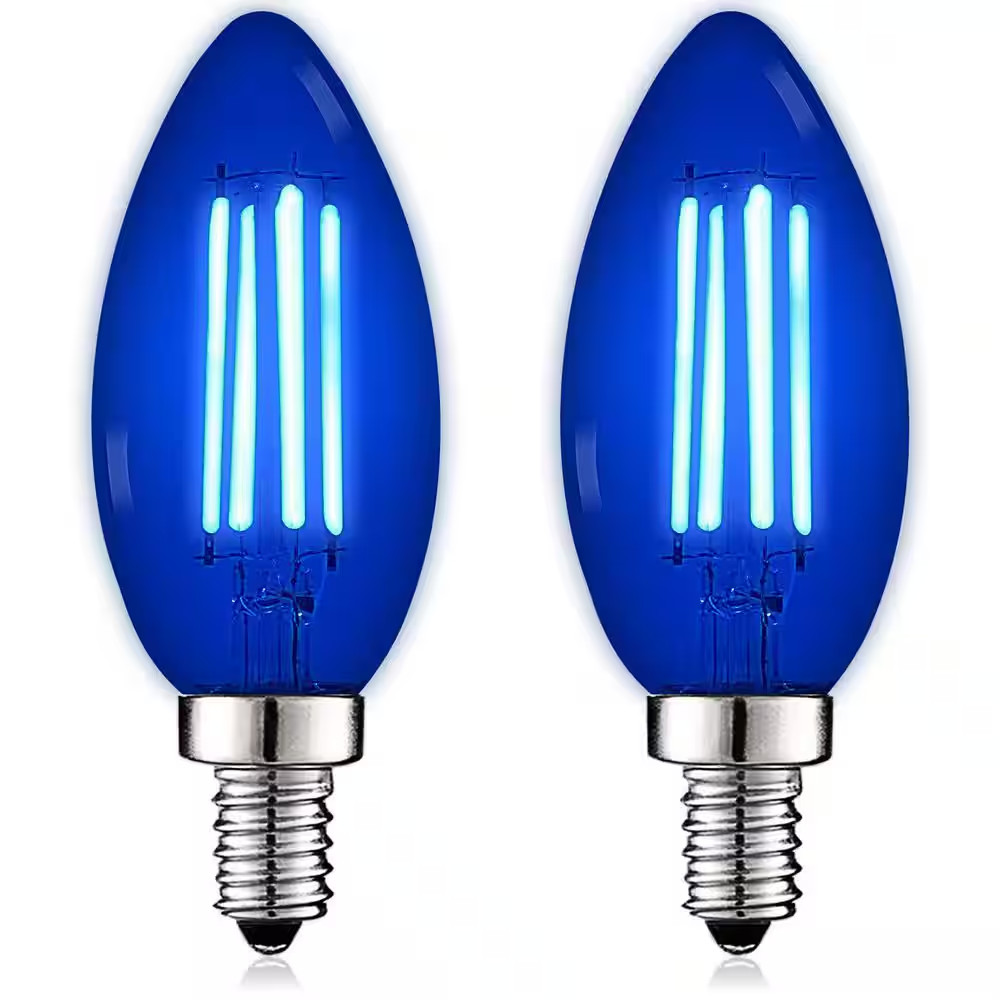 40-Watt Equivalent B11 LED Blue Light Bulb, 4.5-Watt, Colored Glass Candelabra B