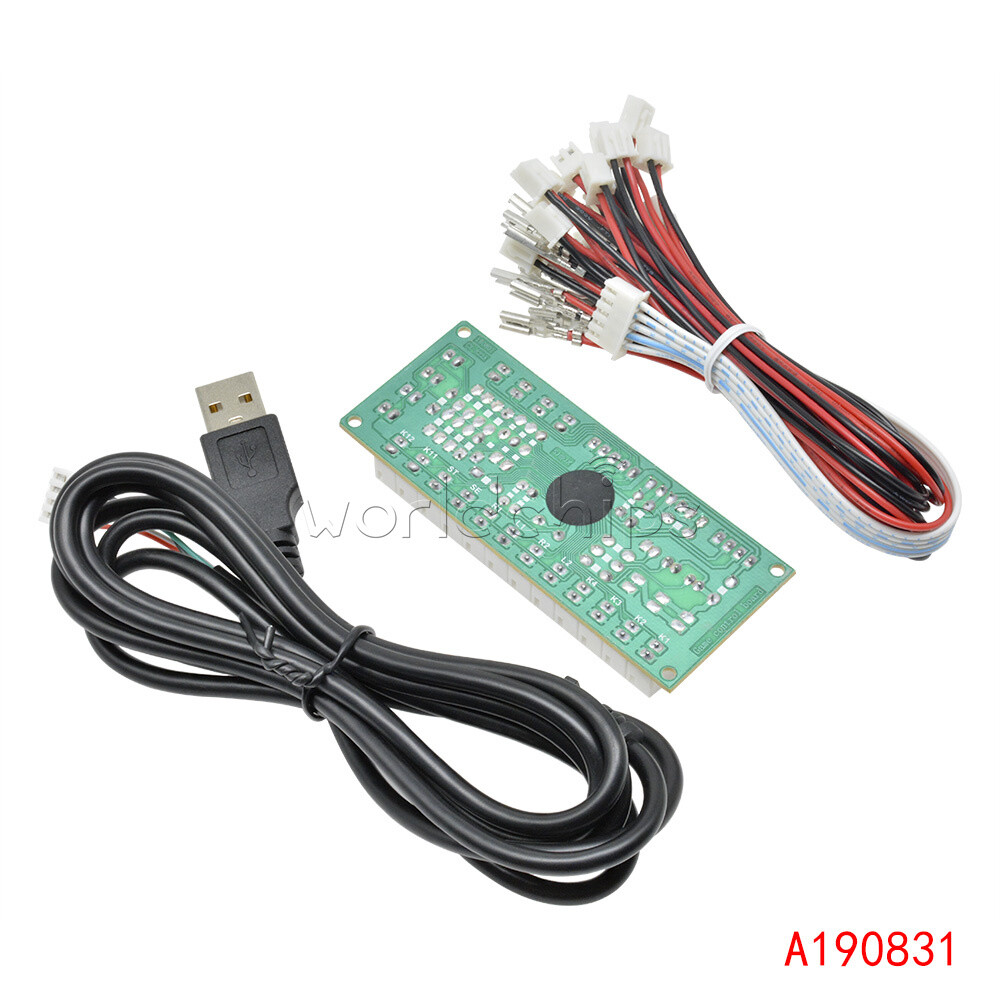 Zero Delay LED Arcade MAME Encoder USB To PC 5Pin Joystick PCB Module + Cables
