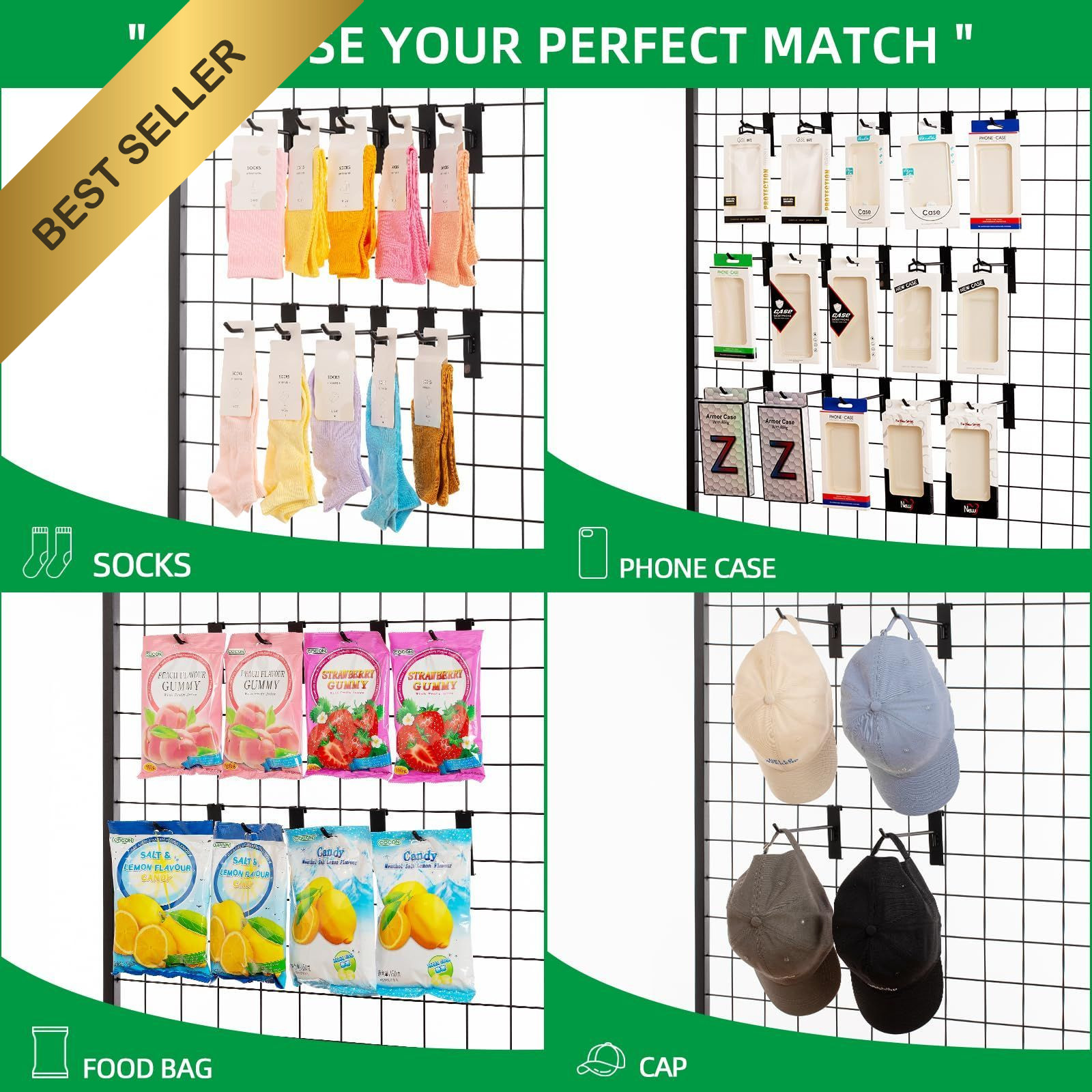 8 Inch Gridwall Hooks 40 Pack Black Grid Panel Display Hanging Storage Hardware