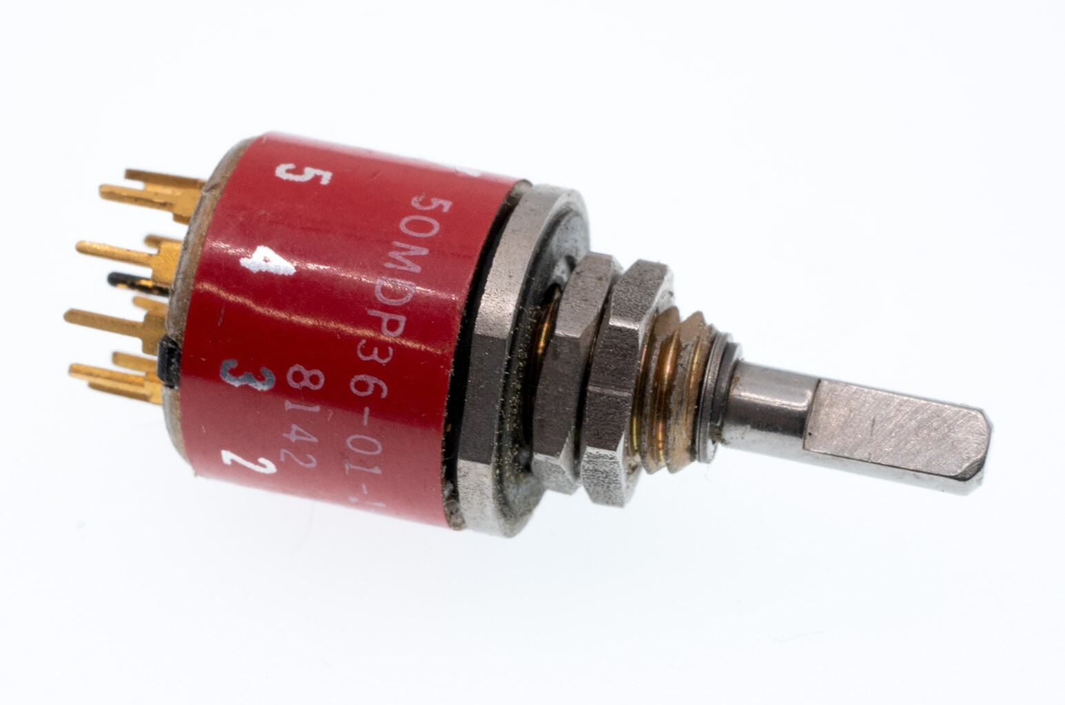 GRAYHILL 50M36-01-1-AJS, 8 Pos Panel Mount Rotary Switch, 1/8 Shaft 36 Deg/Pos