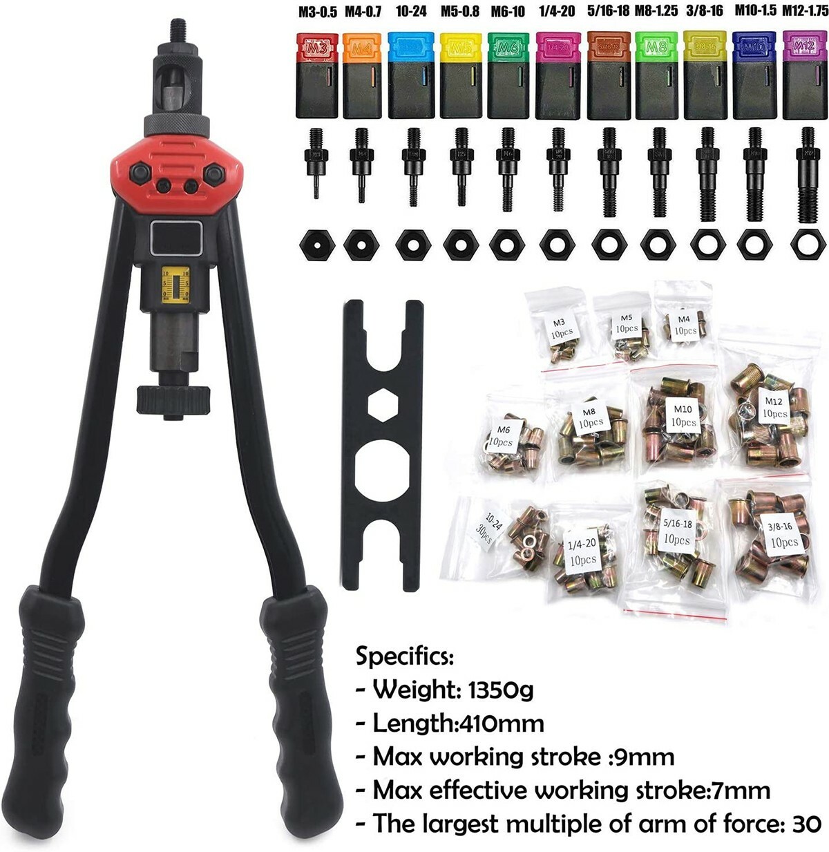 16"Rivet Nut Gun Kit Rivnut Tool Nut Setter Thread Setting Nutsert Tool 1010 Nut