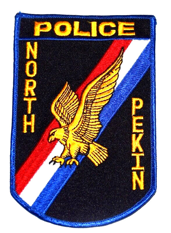 NORTH PEKIN– POLICE -ILLINOIS Sheriff Police Patch FLYING EAGLE BANNER USED5.25"