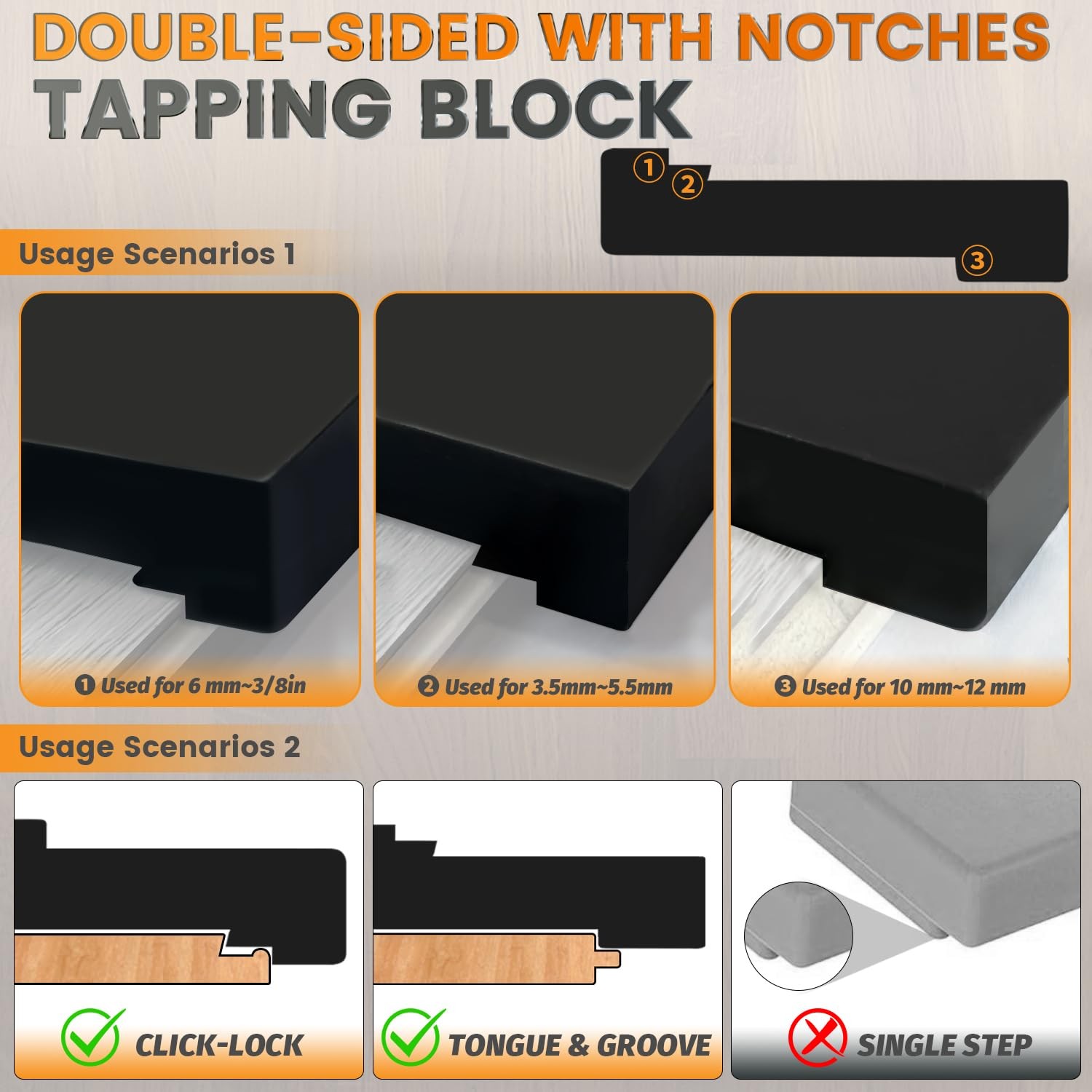 Tapping Block, Laminate Flooring Tools - Tapping Block for Vinyl Plank Flooring