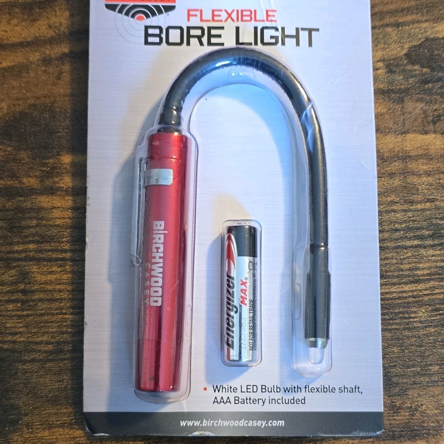 Birchwood Casey Flexible Bore Light, .22 Cal & Up, LED, AAA Battery, Inspection