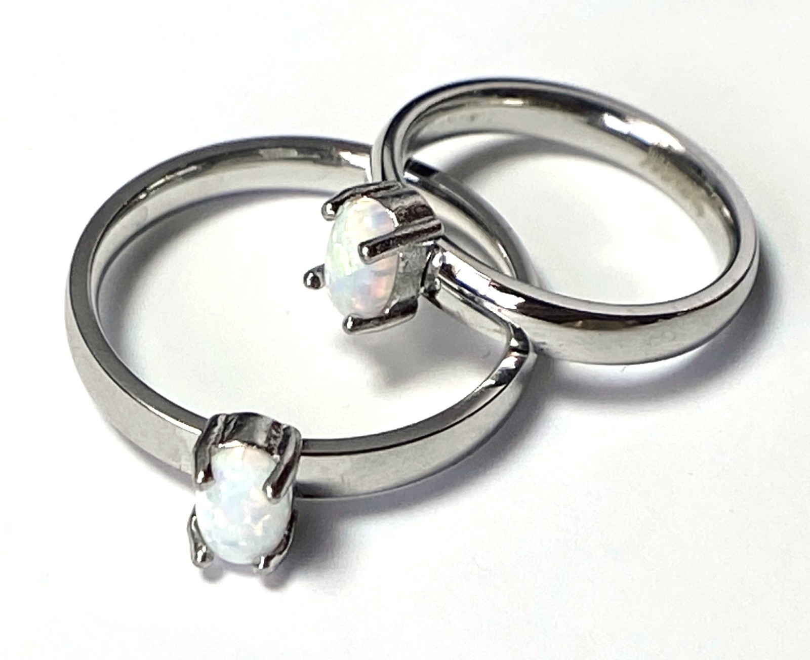 Oval Opal Prong Set Stainless Steel Ring (FL121)
