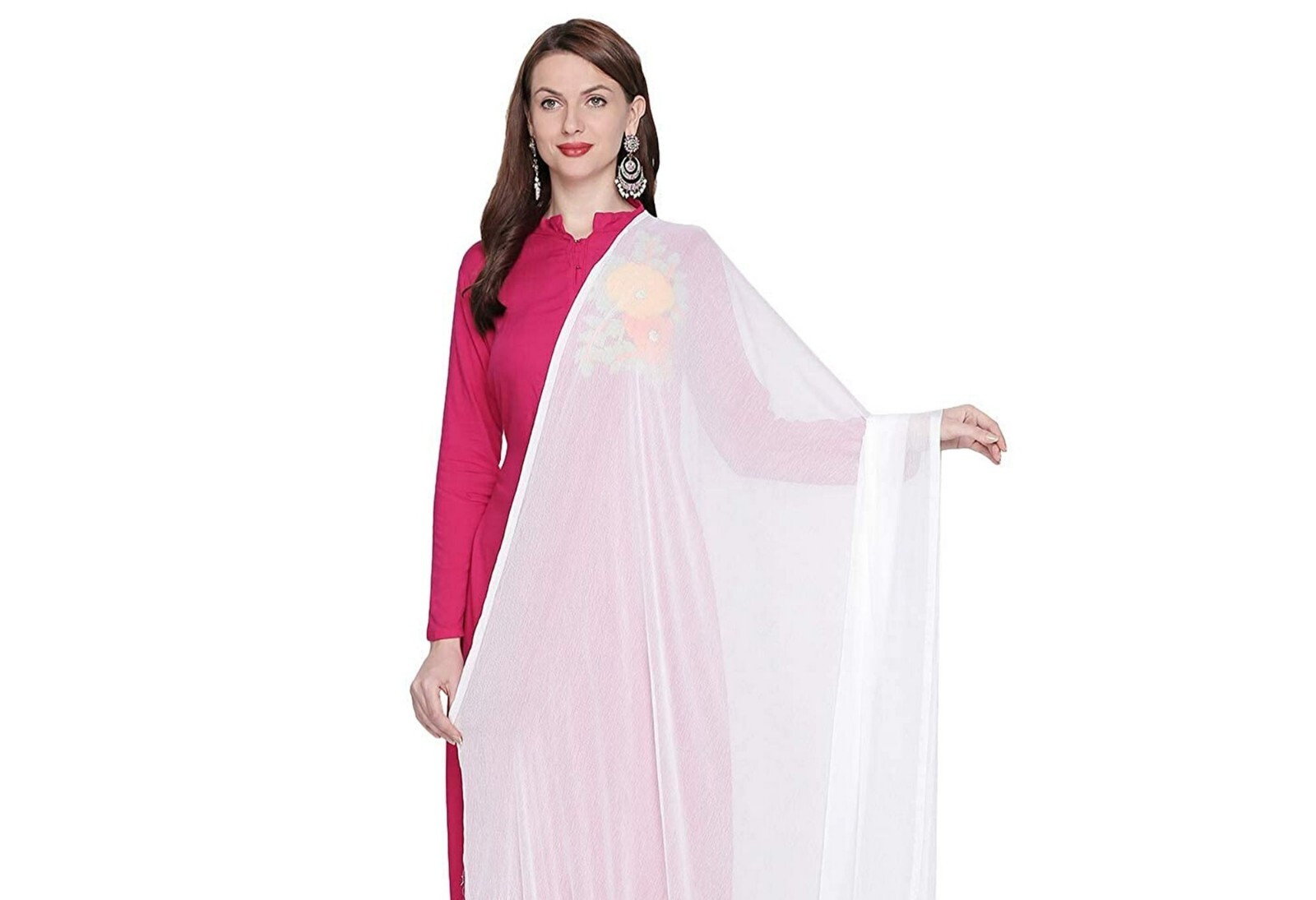 White Solid Plain Cotton Bollywood Indian Pakistani Dupatta Ethnic scarf Wrap