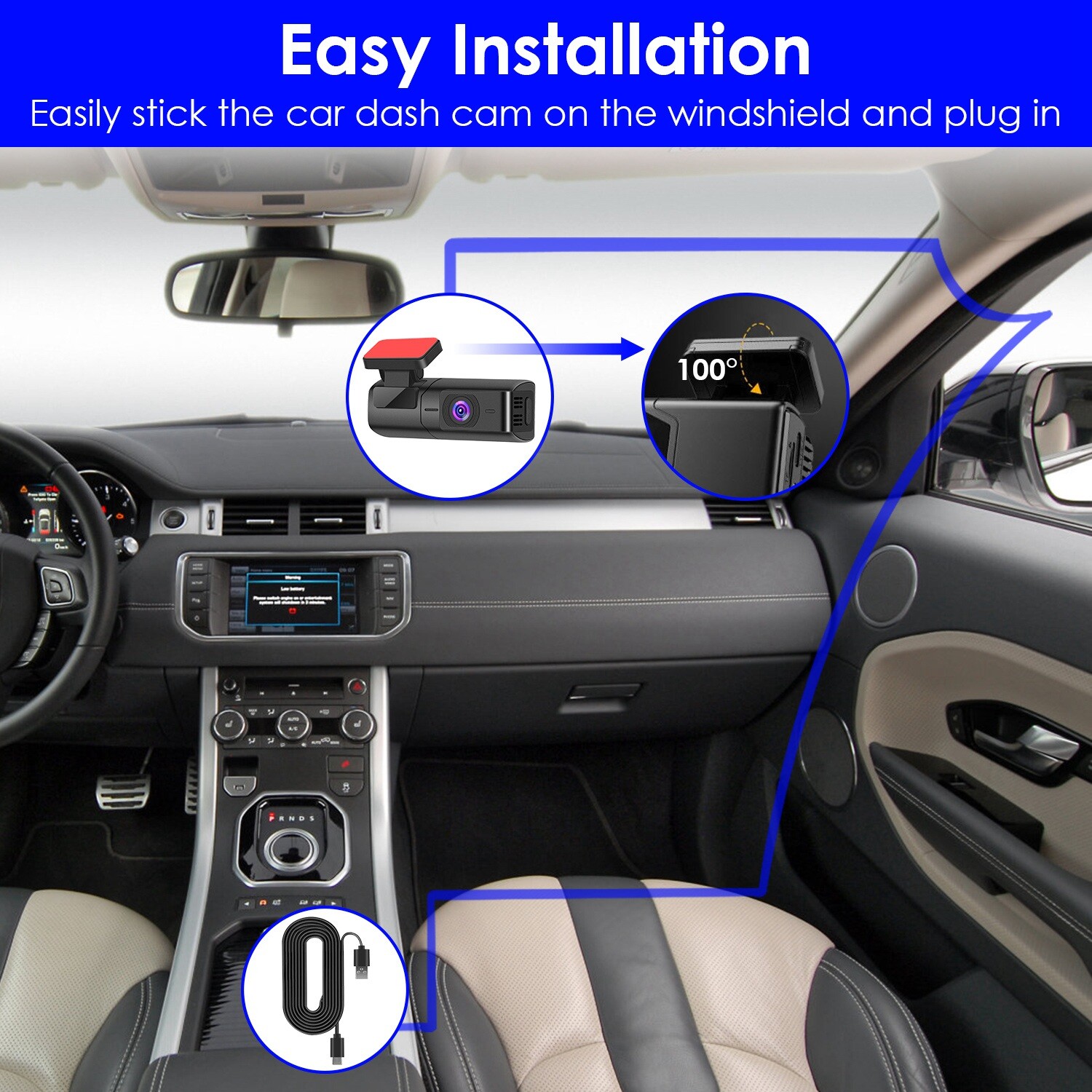 2K Dual Dash Camera for Cars, Free 32G SD Card and 140° Wide Angle WiFi App