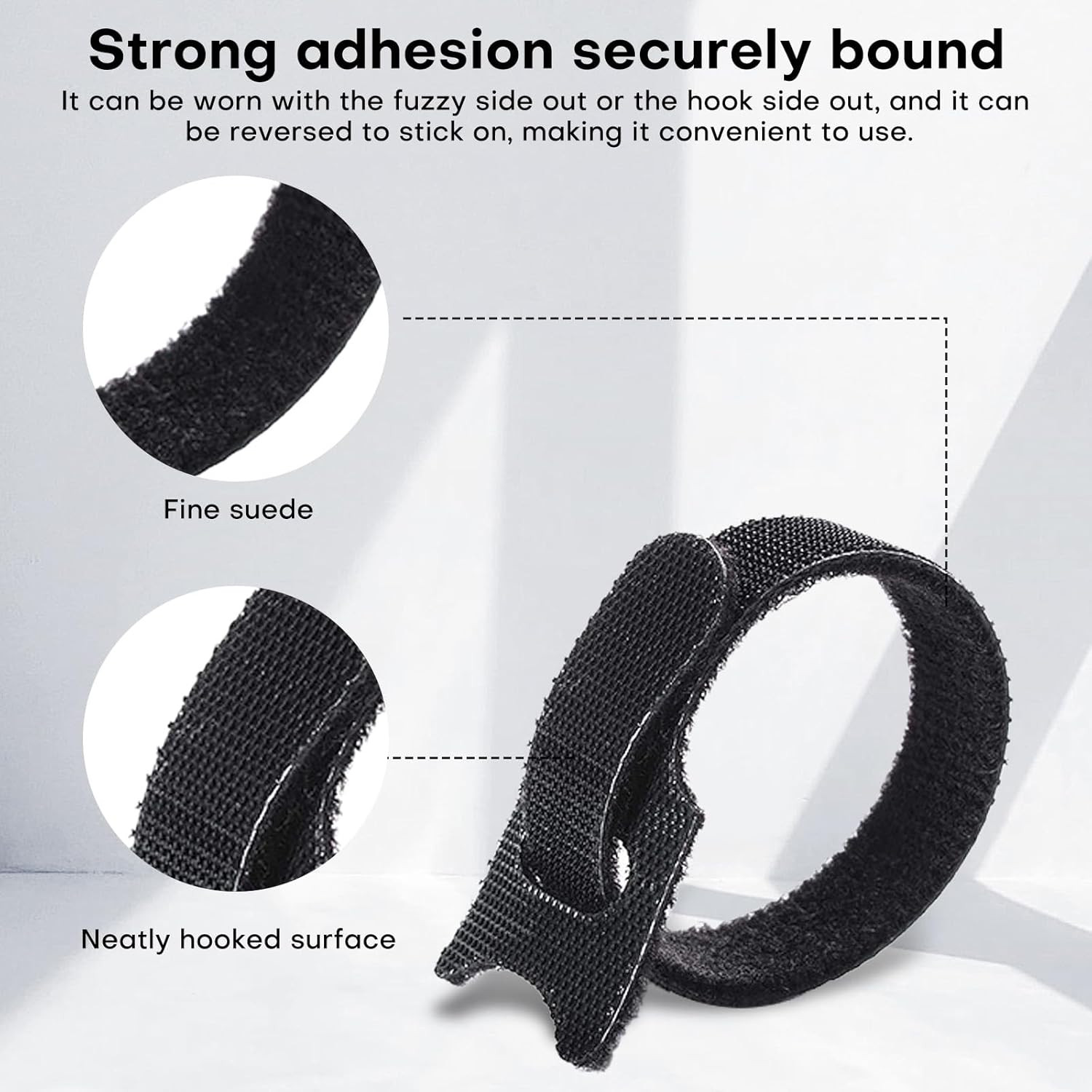 62PCS 8In Adjustable Reusable Cable Straps – Multi-Purpose Microfiber Cord Organ