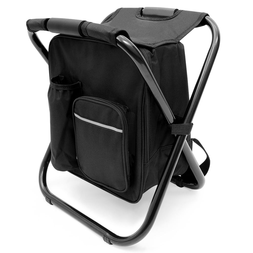 Portable Folding Camping Stool, Backpack with Cooler Bag, Hiking Seat, Outdoo...