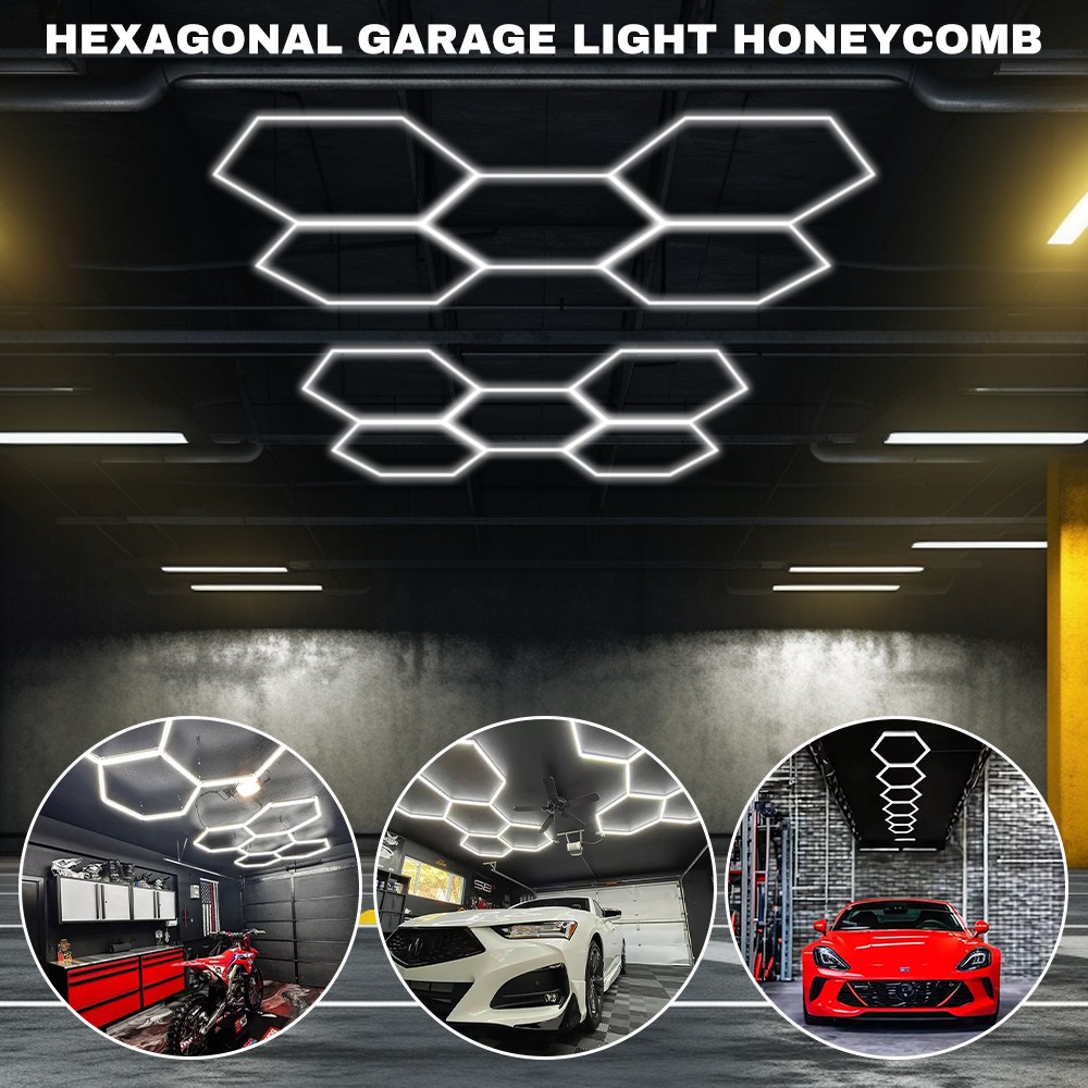 Hexagonal LED Garage Lights Honeycomb Detailing Showroom 5-Grid Ceiling Light