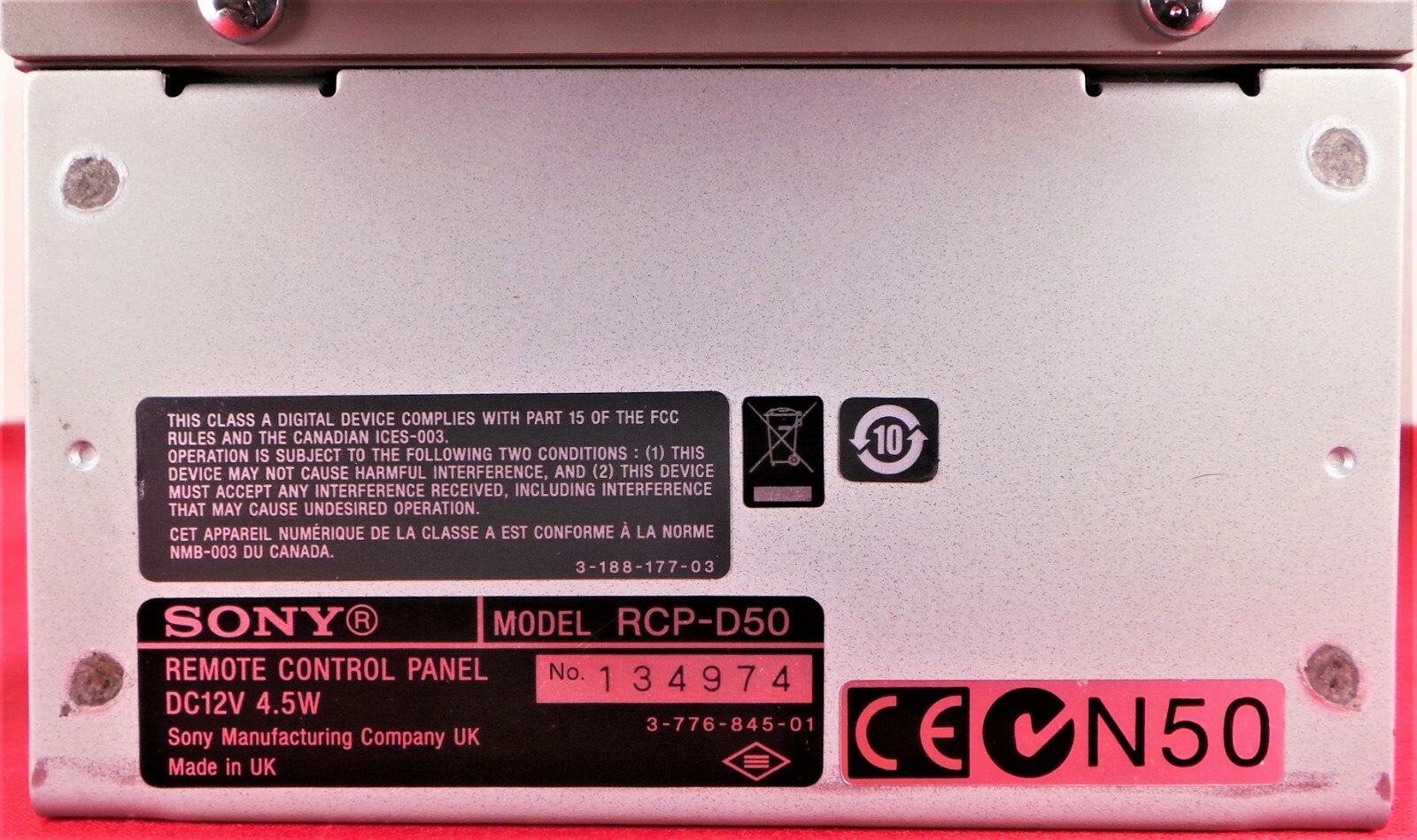 Sony RCP-D50 Remote Control Panel