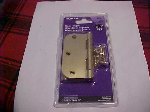 2 pcs 3-1/2"  Satin Brass finish Door hinges rounded corners with screws