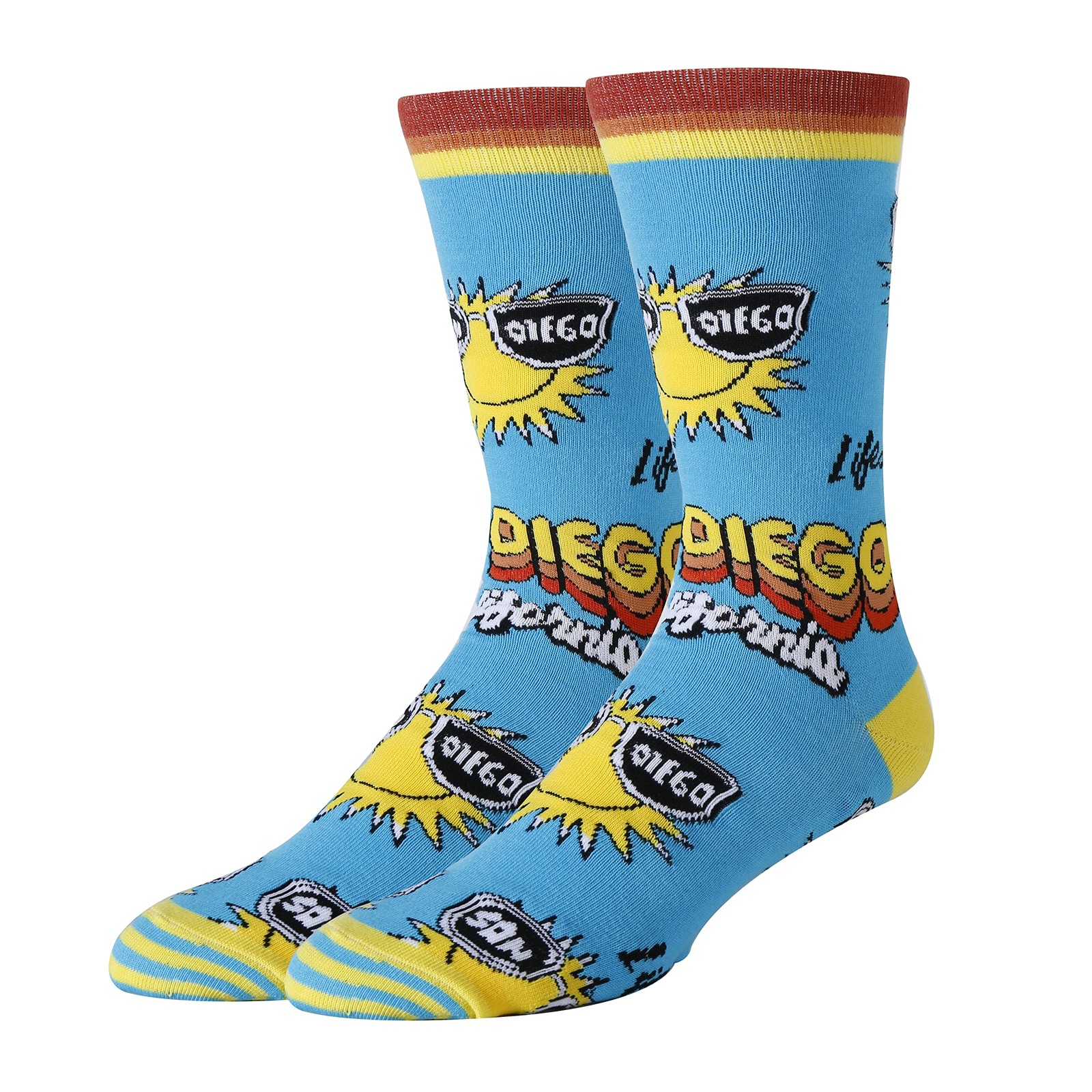 ooohyeah Men’s Novelty City Crew Socks San Diego Funny Cotton Shoe Size 8-13