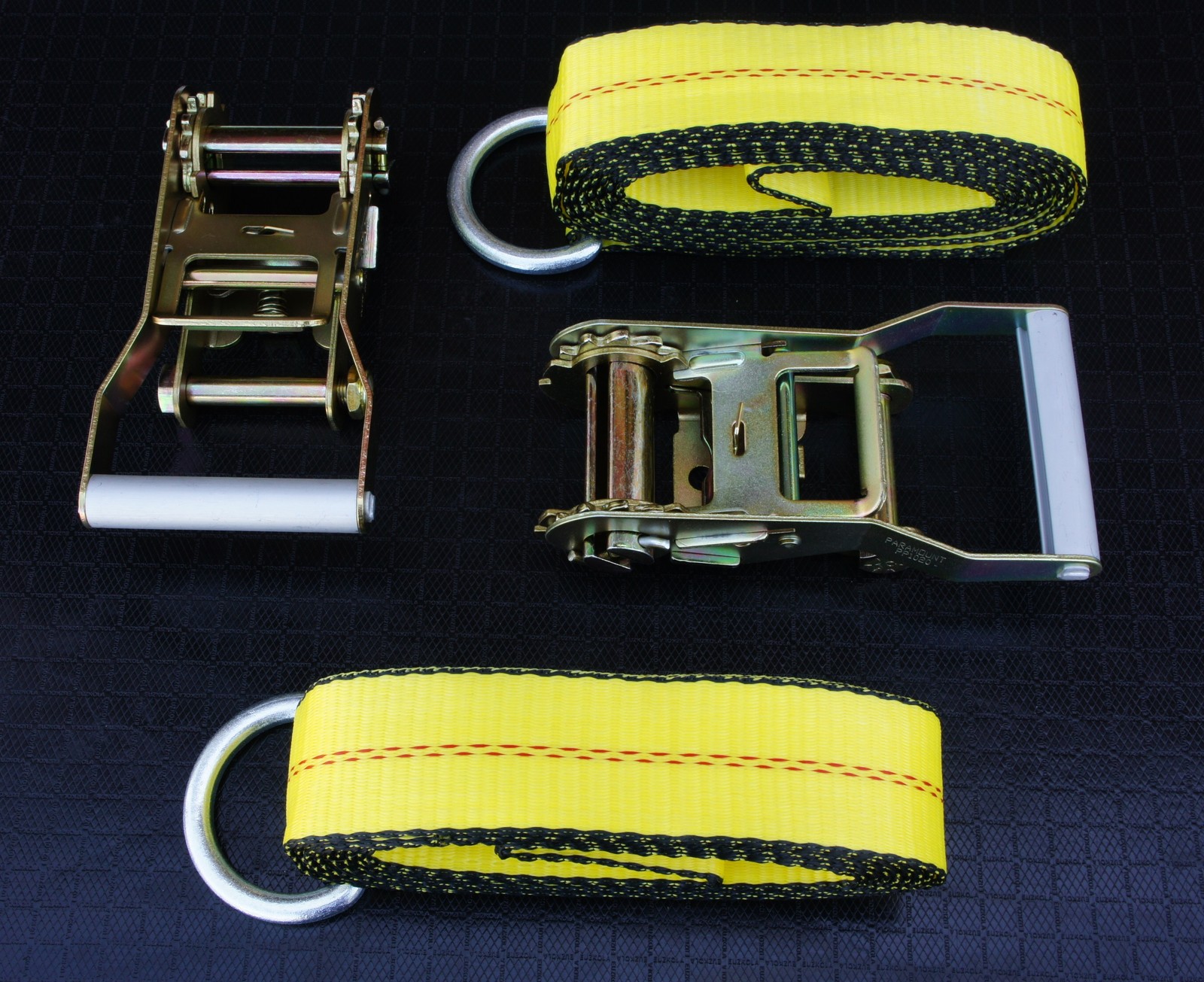 (2) 8' Lasso Strap &2ea 2" Ratchet Car Hauler Wrecker Tow Truck Straps Tow Dolly