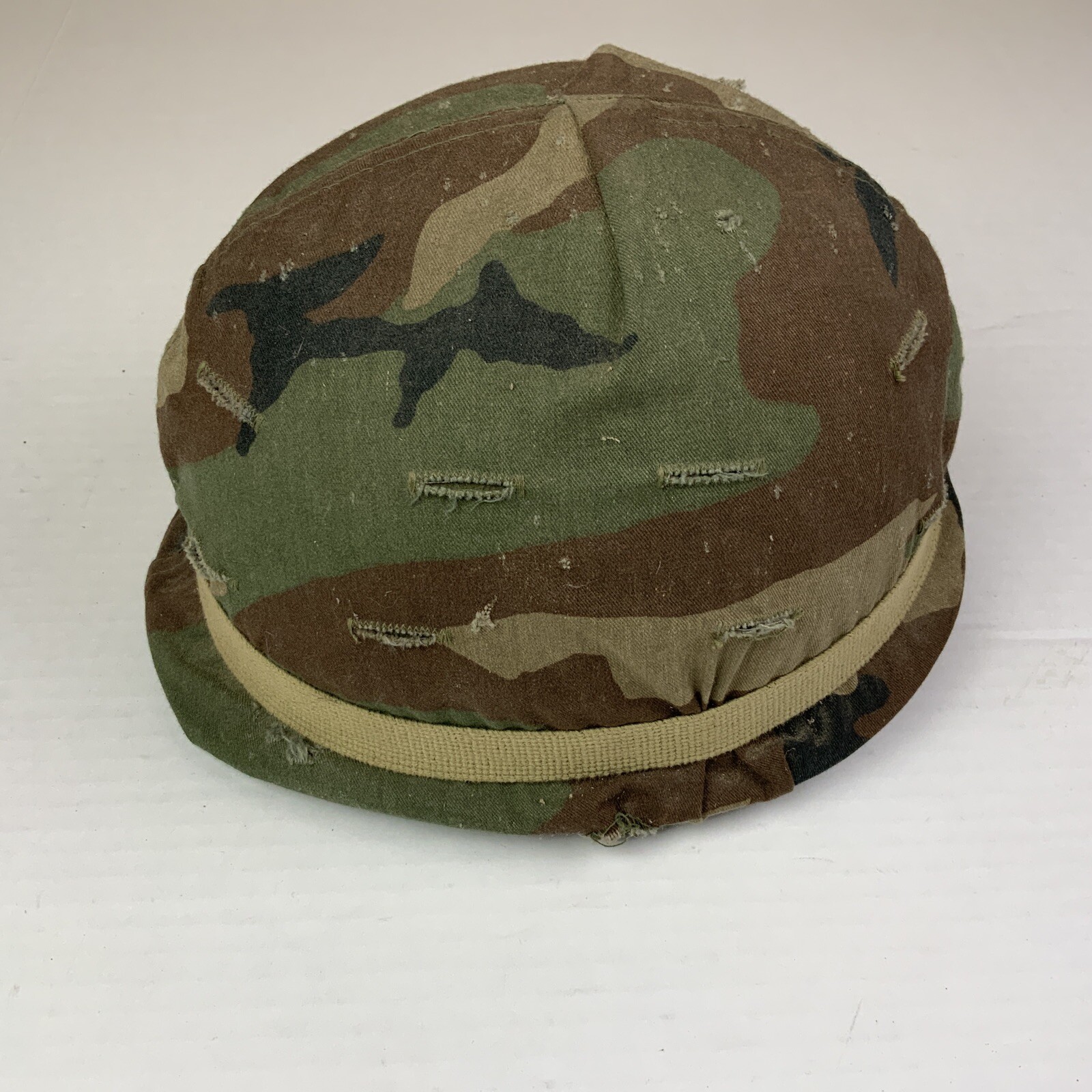 Military Issued Helmet Woodland Vintage Camouflage Headgear Chin Tactical 907