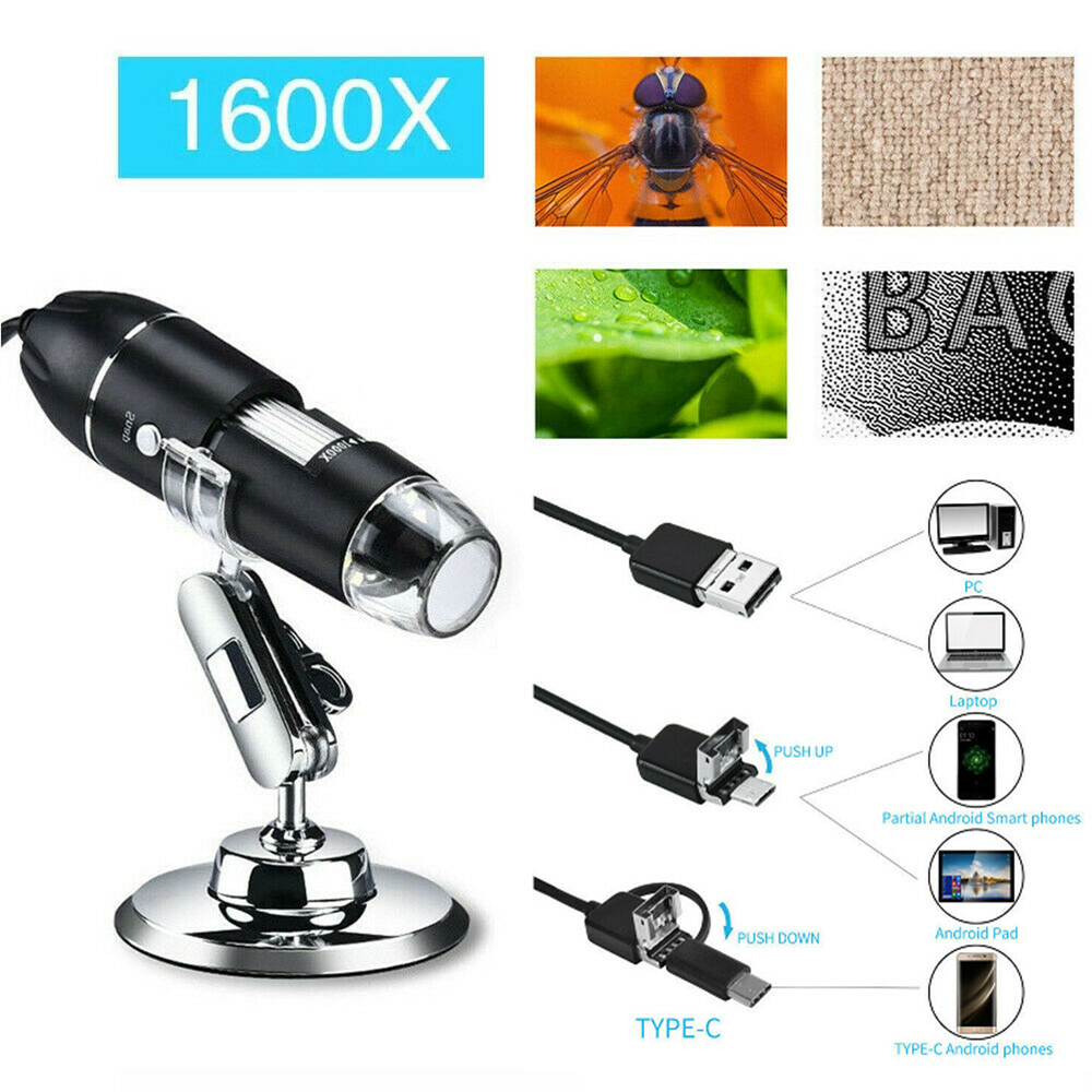 1600X USB Wired Microscope Camera Magnifier Digital Android Phone Mac Windows 10