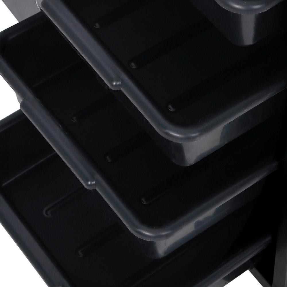 Black Salon Trolley Rolling Cart Beauty Drawer Lockable Cabinet w/4Wheel 4Holder