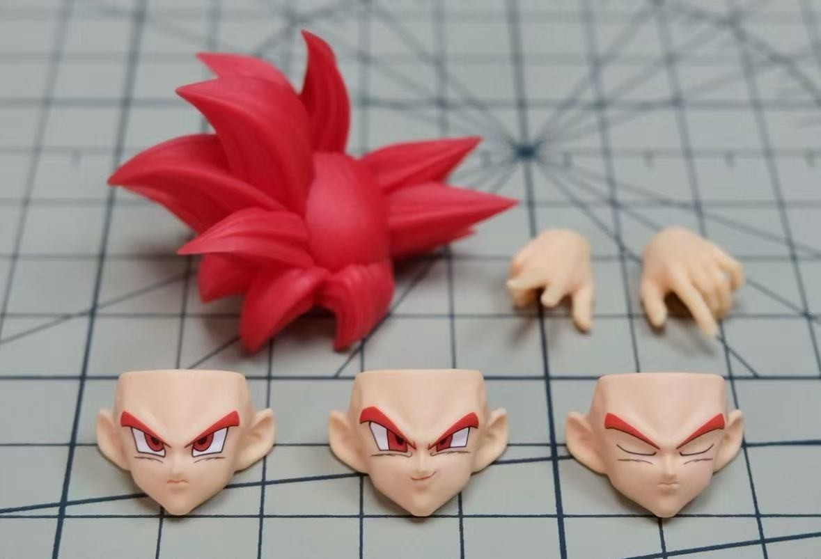 AIR Custom 1/12 Son Goku Super Saiyan God Red Hair Head Sculpt Accessories 3face