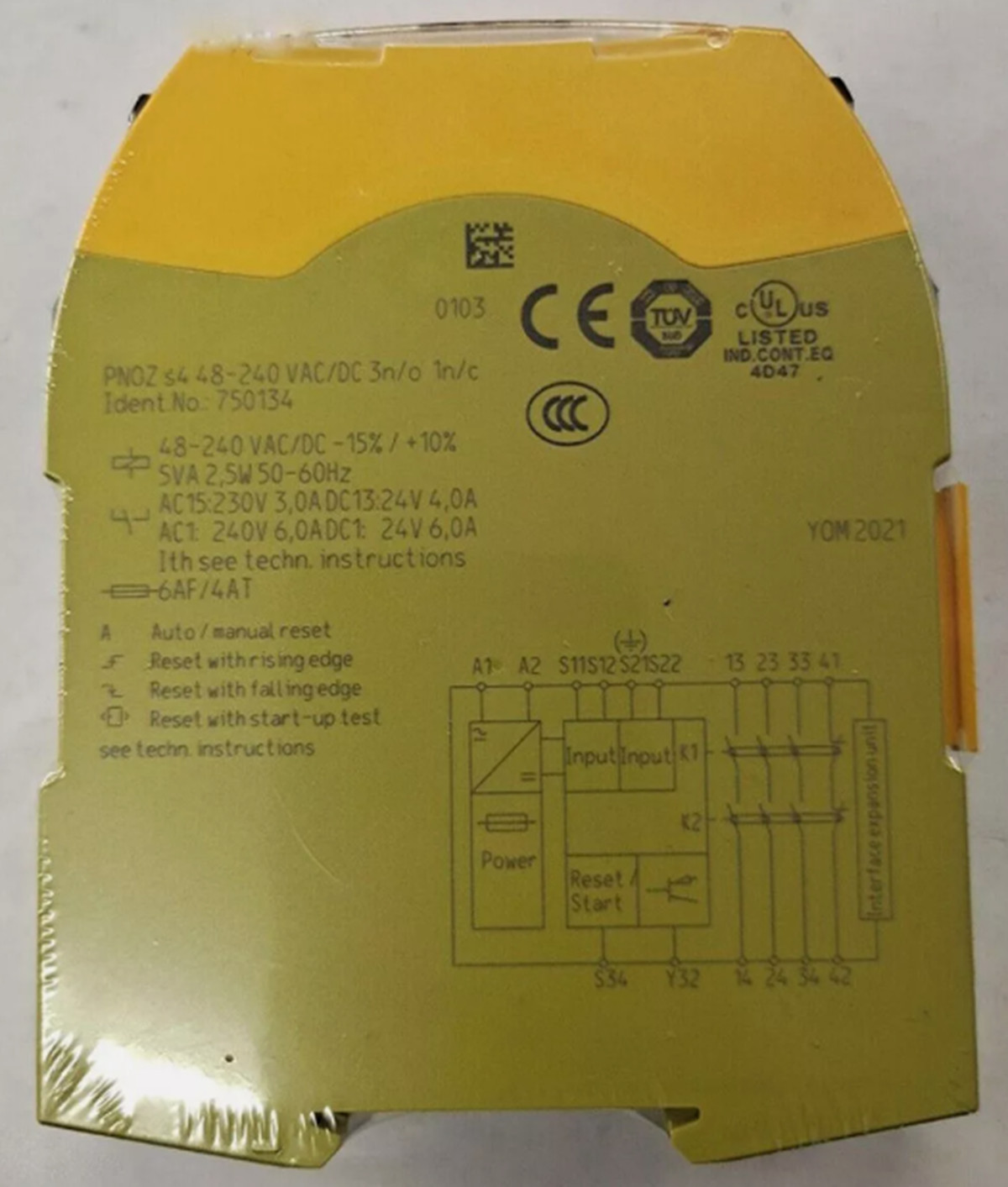 NEW PILZ PNOZ 750134 s4 3 n/o 1 n/c Safety Relay 48-240VACDC