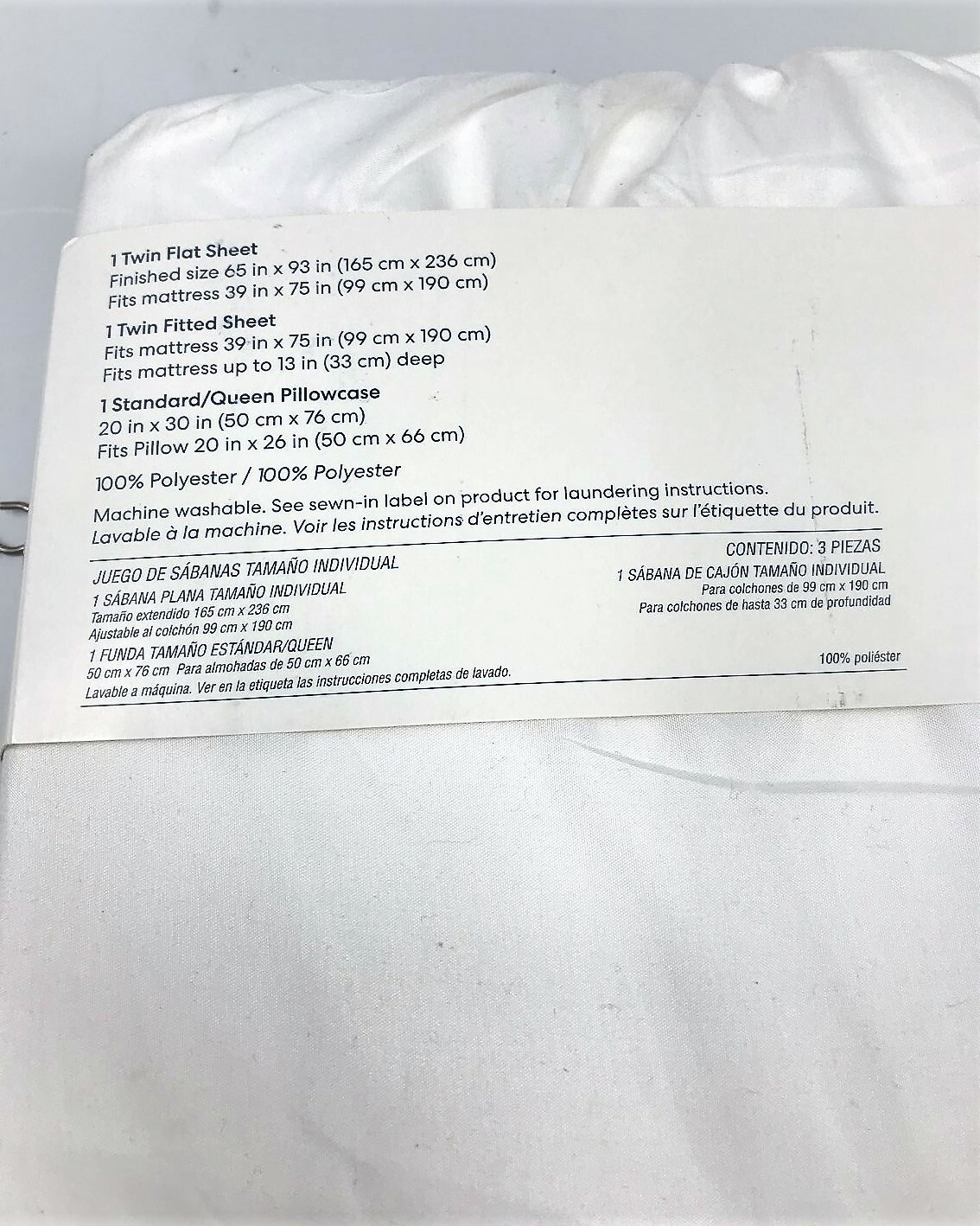 Simply Essential Truly Soft White, 3-Piece Microfiber Sheet Set/ Twin size