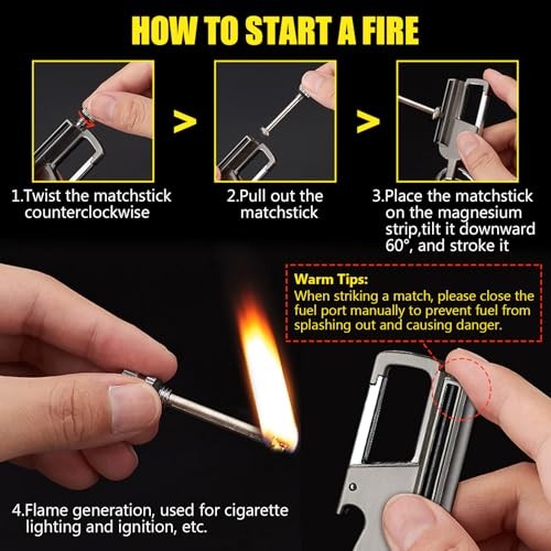 Permanent Match Infinity Lighter, Multitool Keychain Bottle Opener for Men,