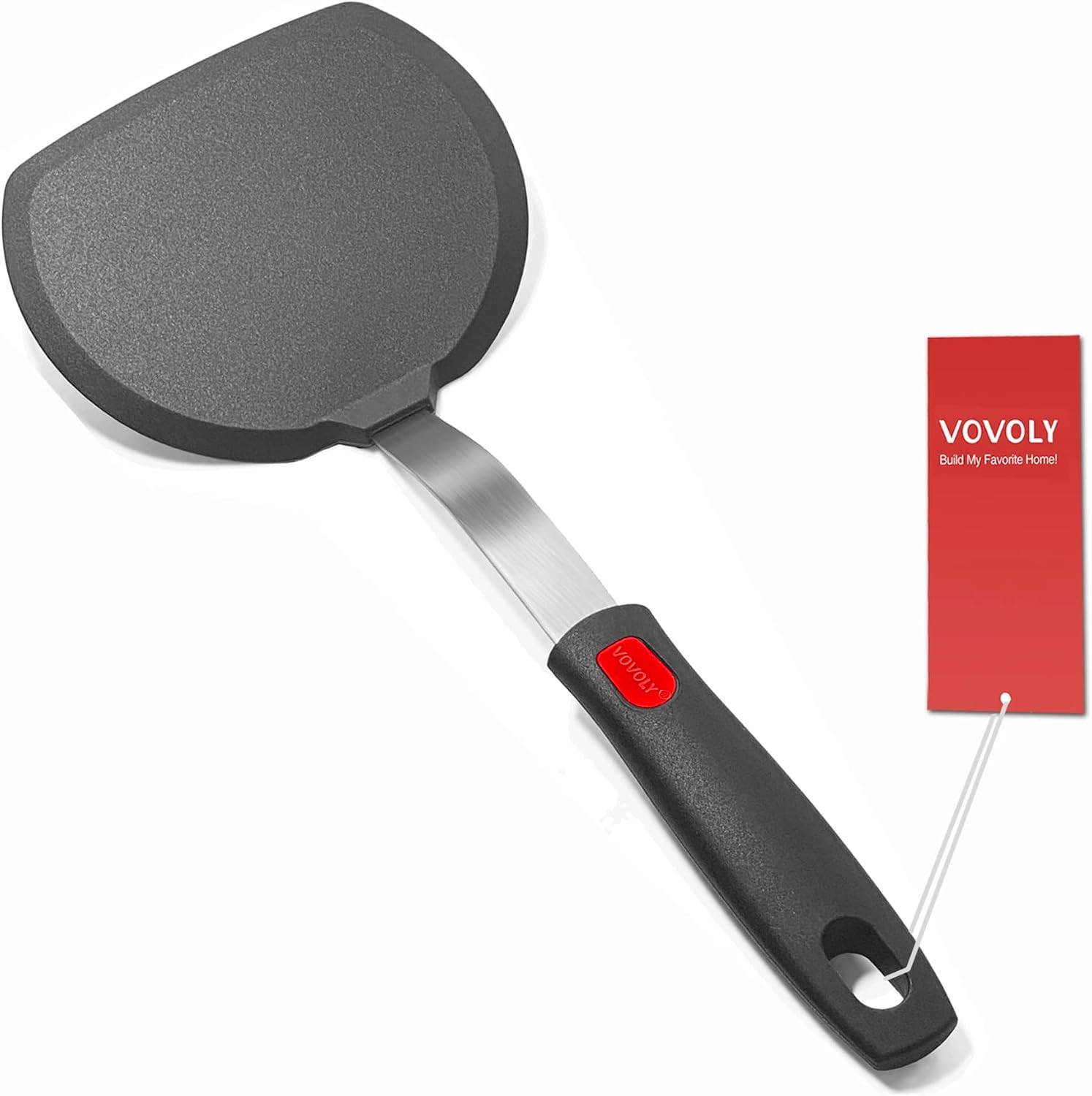 Silicone Pancake Spatula Turner with Lengthened Handle, Heat Resistant Cooking